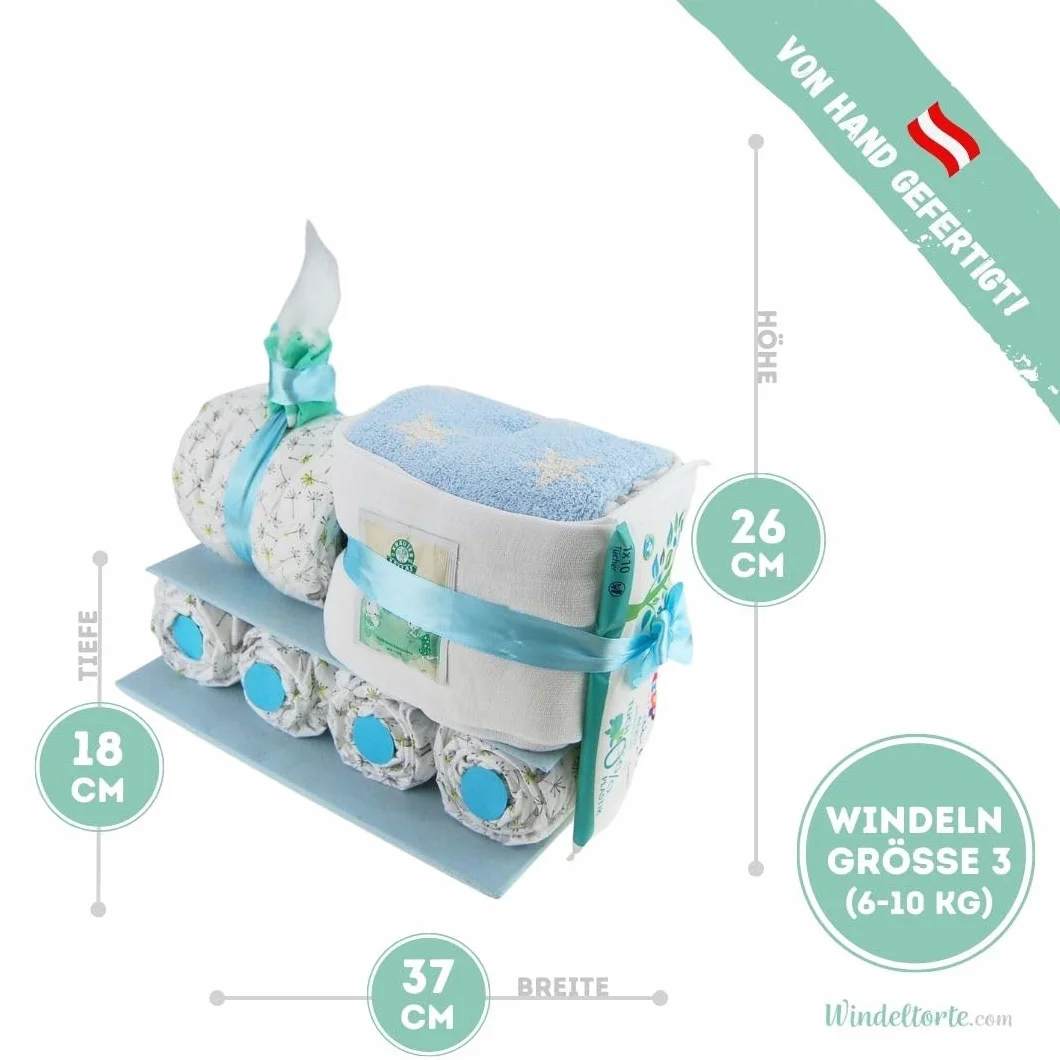 Lillydoo Couches pour garçon Bleu 29 couches Windeltorte fait à la main Cadeau de naissance