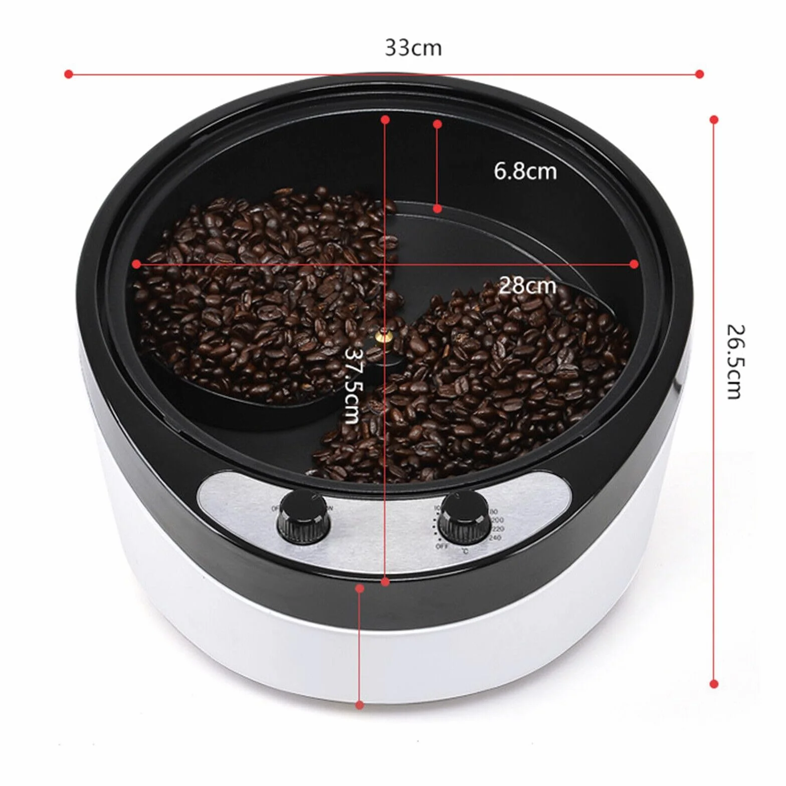 Baker Torréfacteur à café électrique 800 g 1200 W 0-240 °C anti-adhésif
