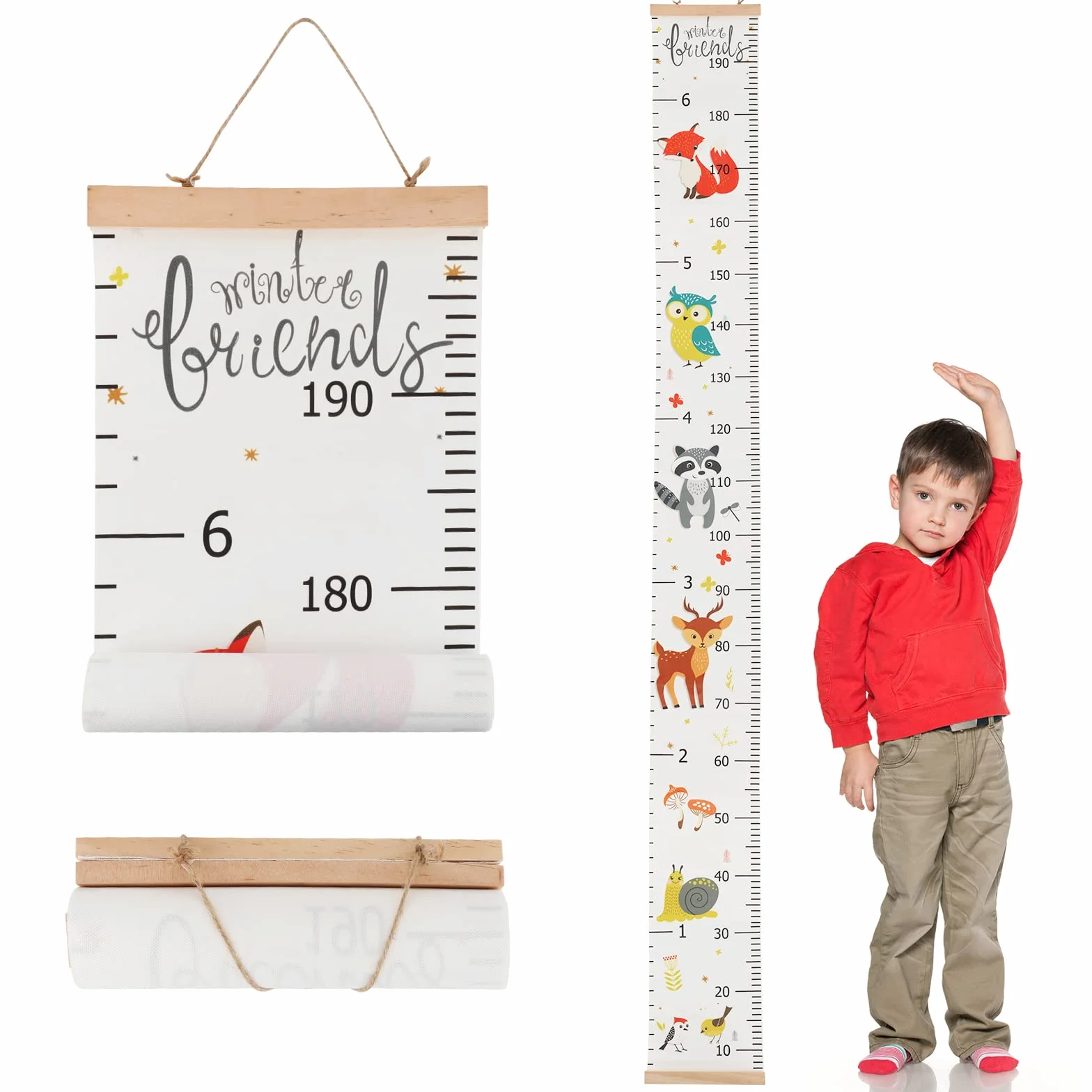 Toise Murale Enfant Bébé à Suspendre Règle Diagramme Croissance Fille Garçon Mesure Hauteur Décoration Chambre Motif Renard