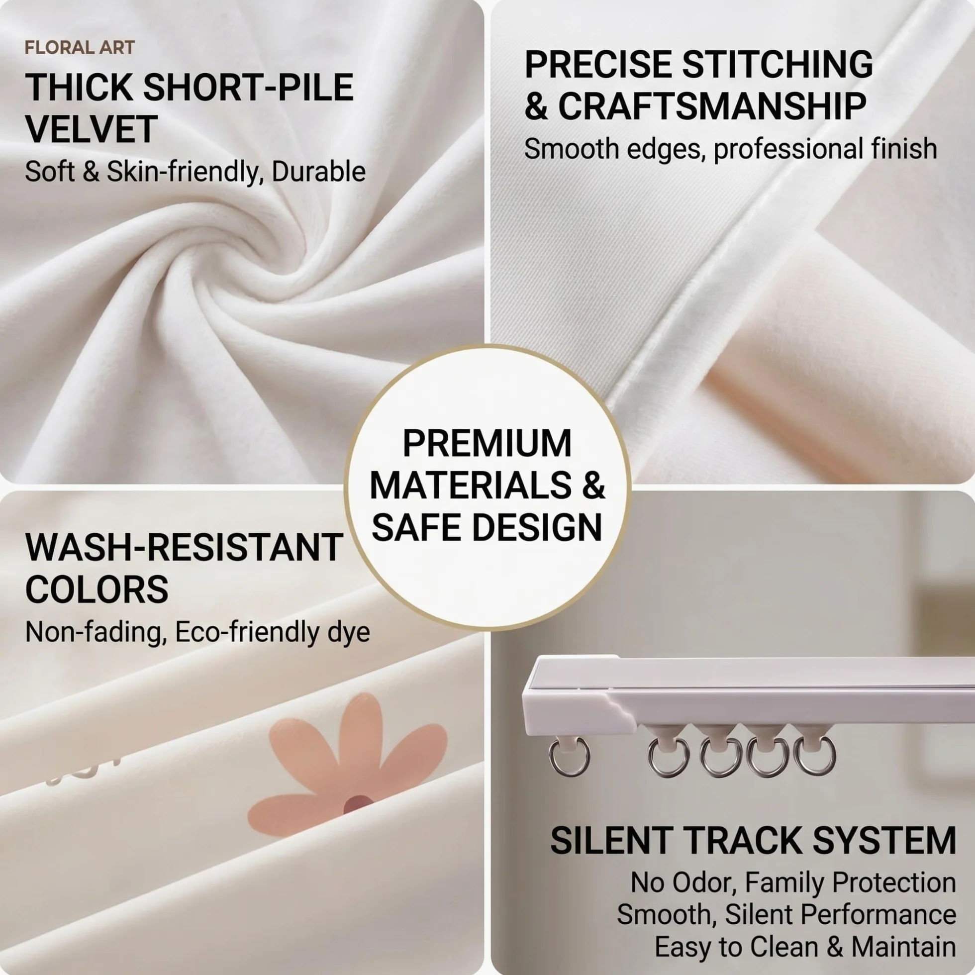 Rideau Placard sans Perçage, Auto-adhésif/Anti-Poussière Rideau Cuisine&sous Evier, Peluche Courte Rideau Occultant Court, Rails Coulissants Cuisine/Salle Bain/Dressing(Gray-a,200 x 150 cm)