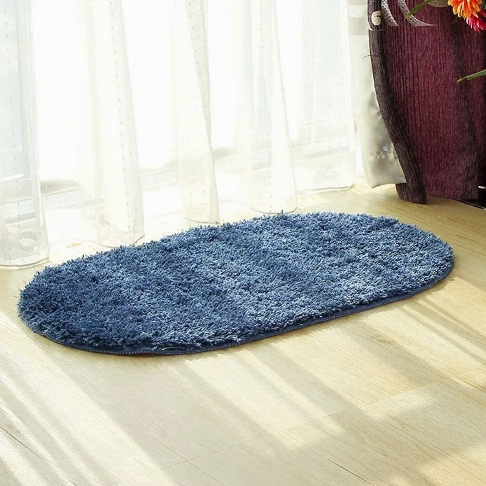Tapis d'une salle de bain épaisse absorbante douce ovale non glissante microfibre chenille Tapis de bain de bain machine lavable tapis de bain pour la buanderie-jaune 60x40cm ( Color : Blue , Size : 8