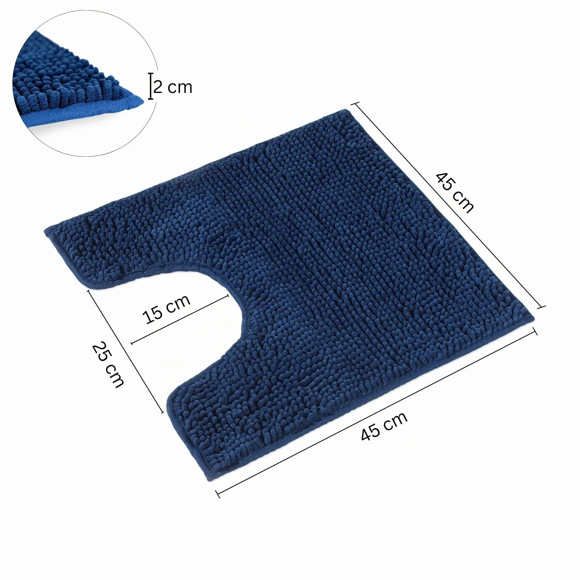 WohnDirect Tapis de Bain Antidérapant Chenille Microfibre Bleu foncé 45x45 cm Lavable Machine