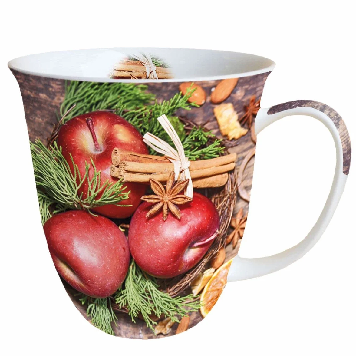 Tasse Isotherme en Porcelaine Fine Pommes et Cannelle Noël 10cm
