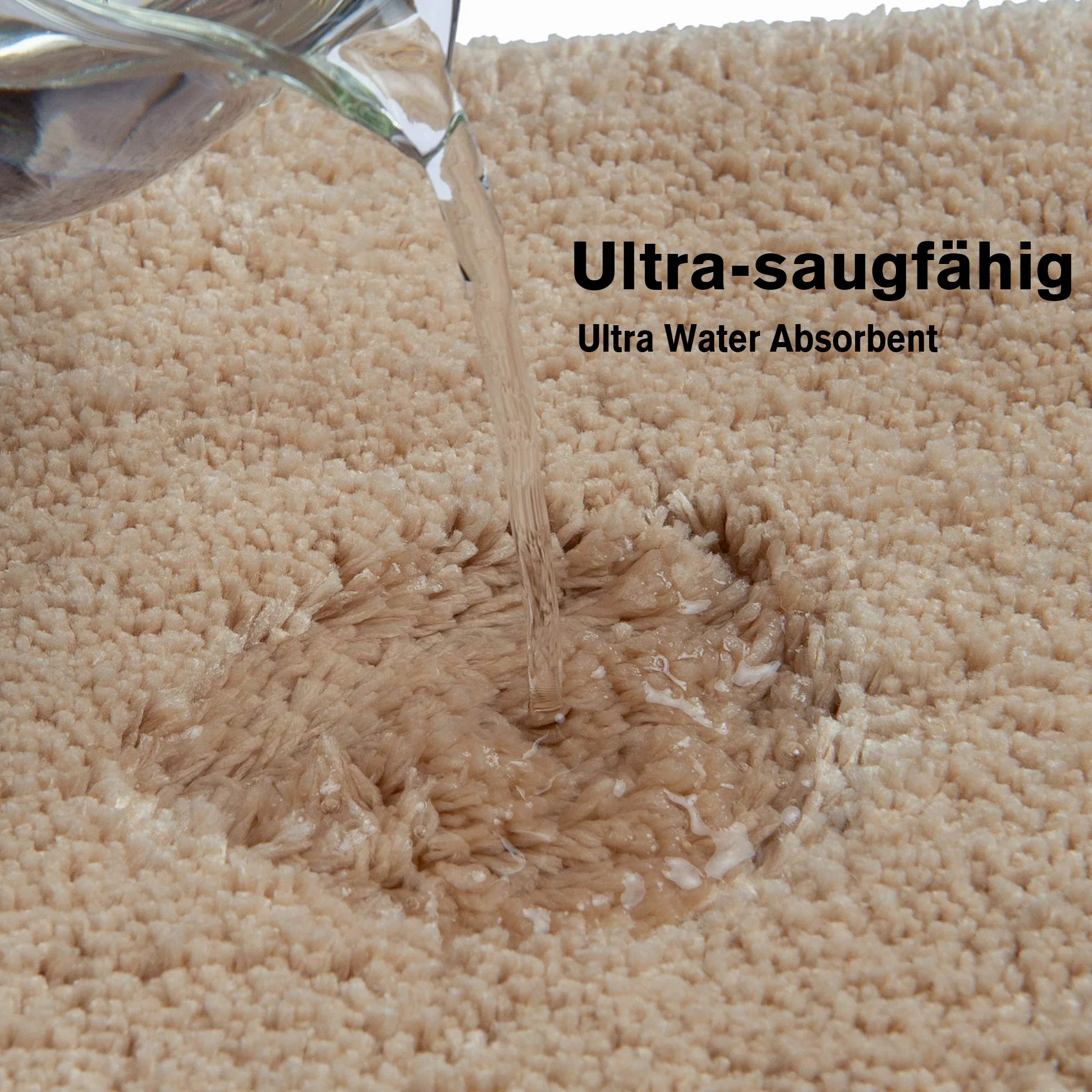 Tapis de bain antidérapant 120 cm x 70 cm - Lavable en machine - Antidérapant - Doux - Absorbant l'eau - En microfibre moelleuse - Beige crème - Réutilisable