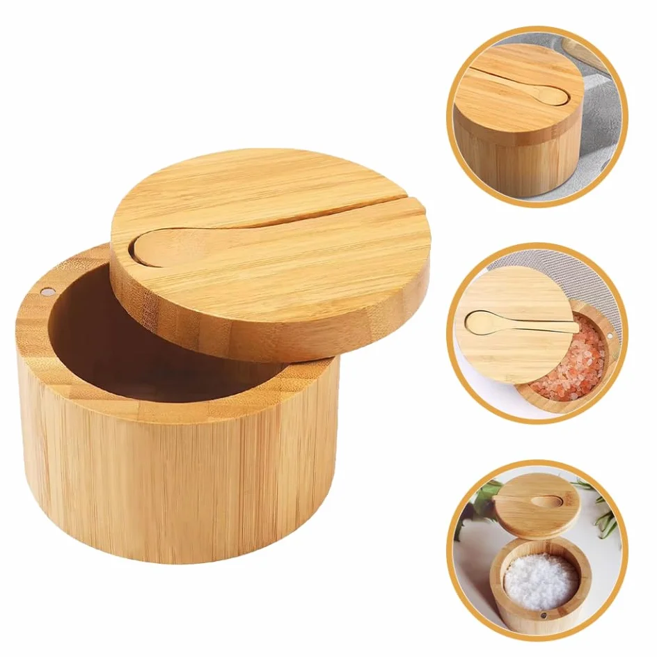 MAGICLULU Boîte à Condiment avec Couvercle Récipient à Épices Rond pour Sel et Poivre