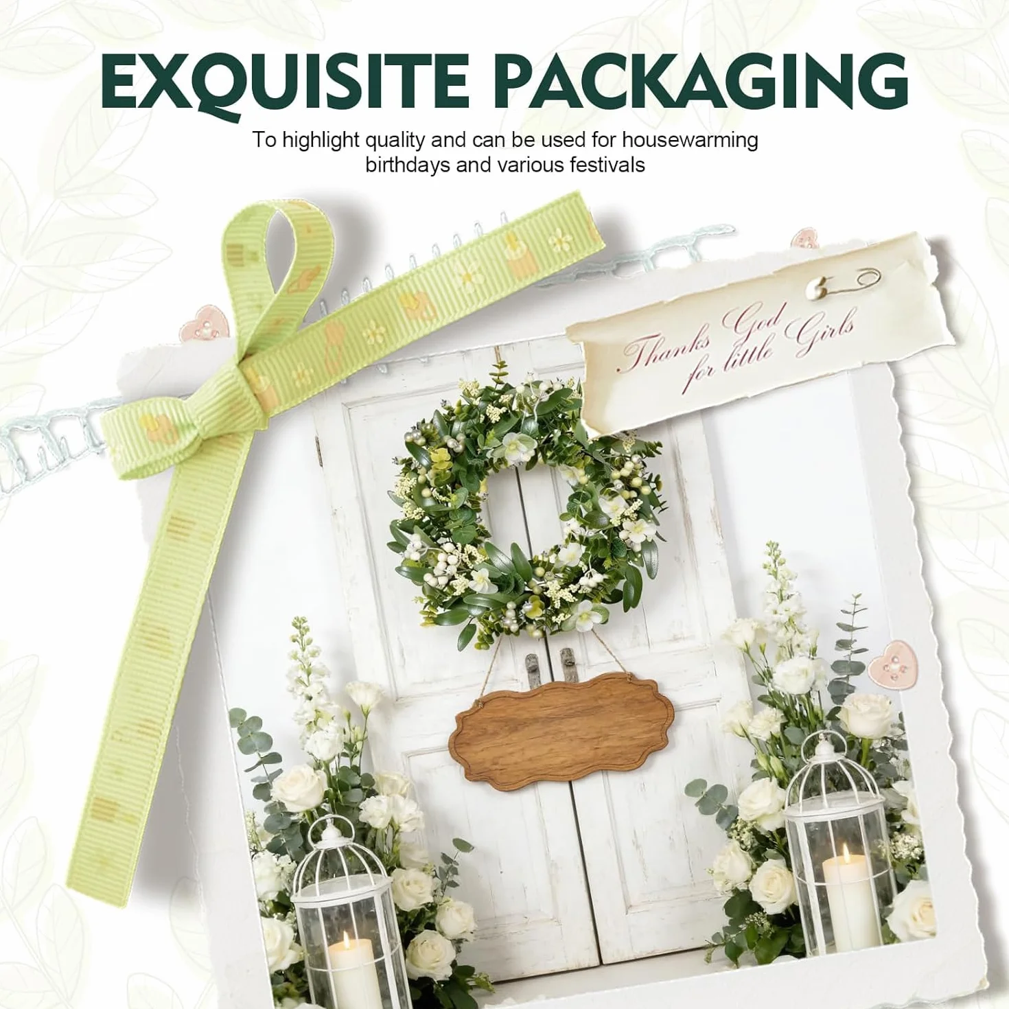 Couronne d'Eucalyptus Artificielle 46 cm pour Décoration de Porte