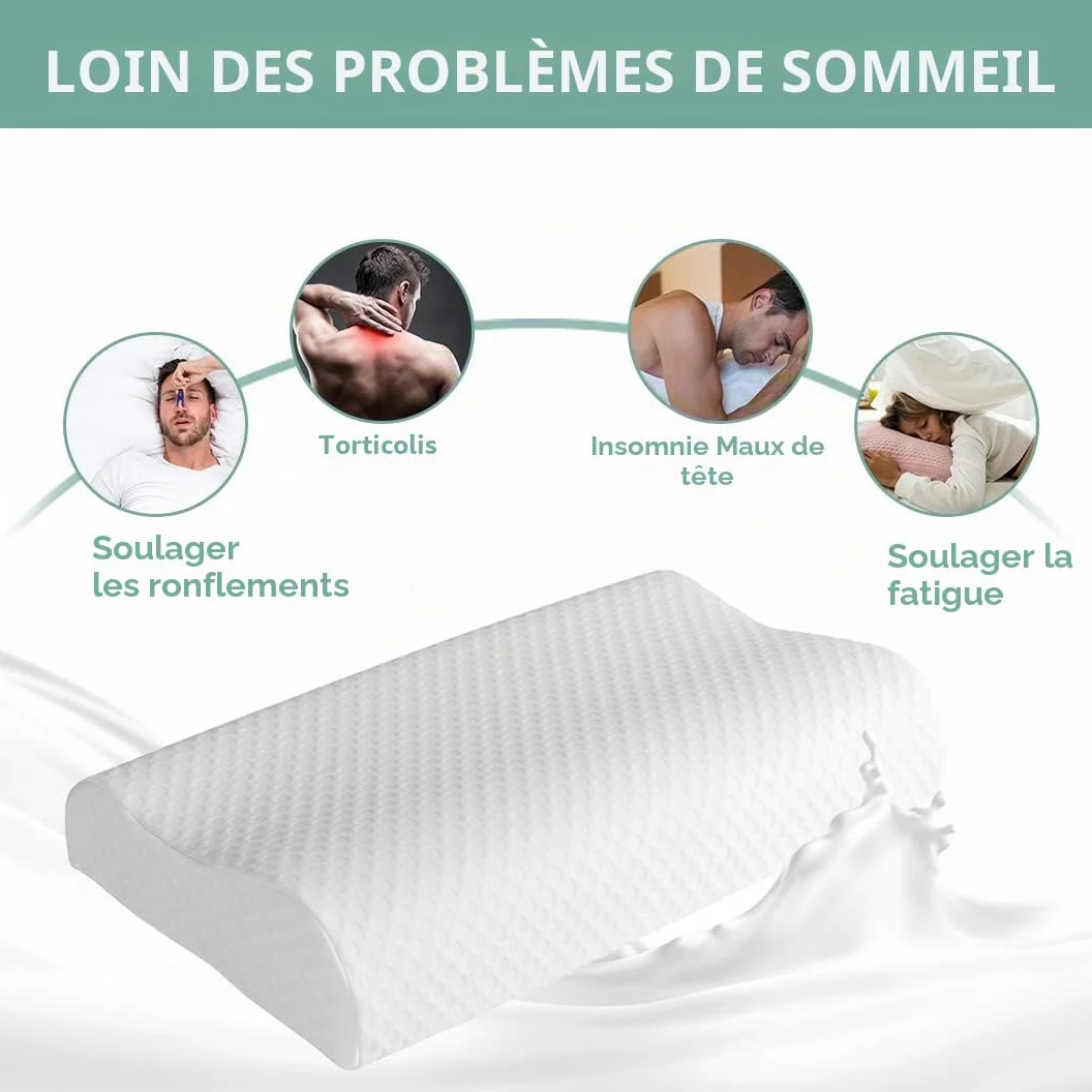 Good Nite Oreiller orthopédique en Mousse à mémoire de Forme pour Le Cou - Sommeil Cervical Doux et Profond - pour Les Personnes Dormant sur Le côté et Le Dos - Housse Lavable - 65 x 35 cm - Taille