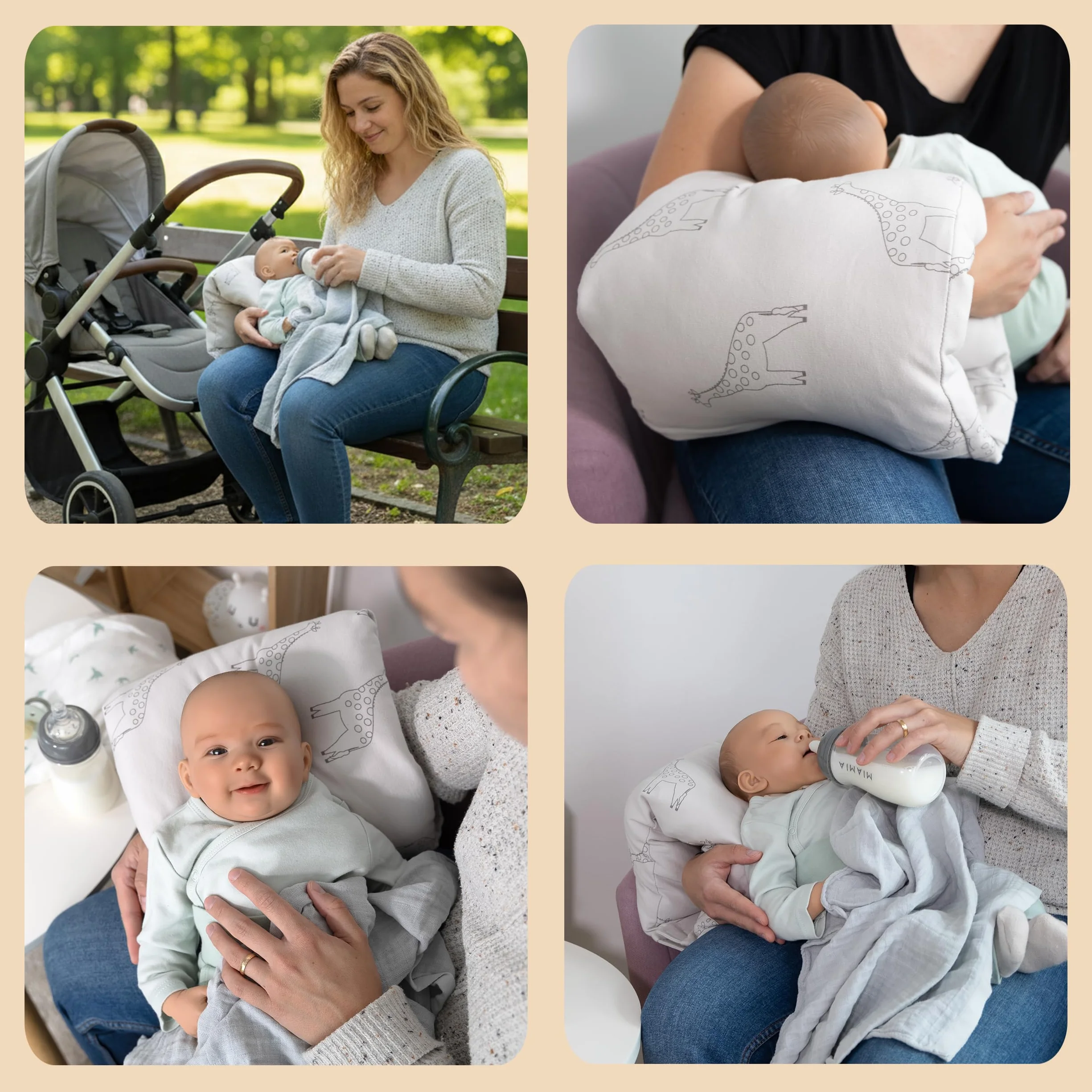 LaLoona Mini Coussin Allaitement de Voyage – Petit Oreiller de Soutien pour Le Bras – Certifié Oeko-Tex, Beige