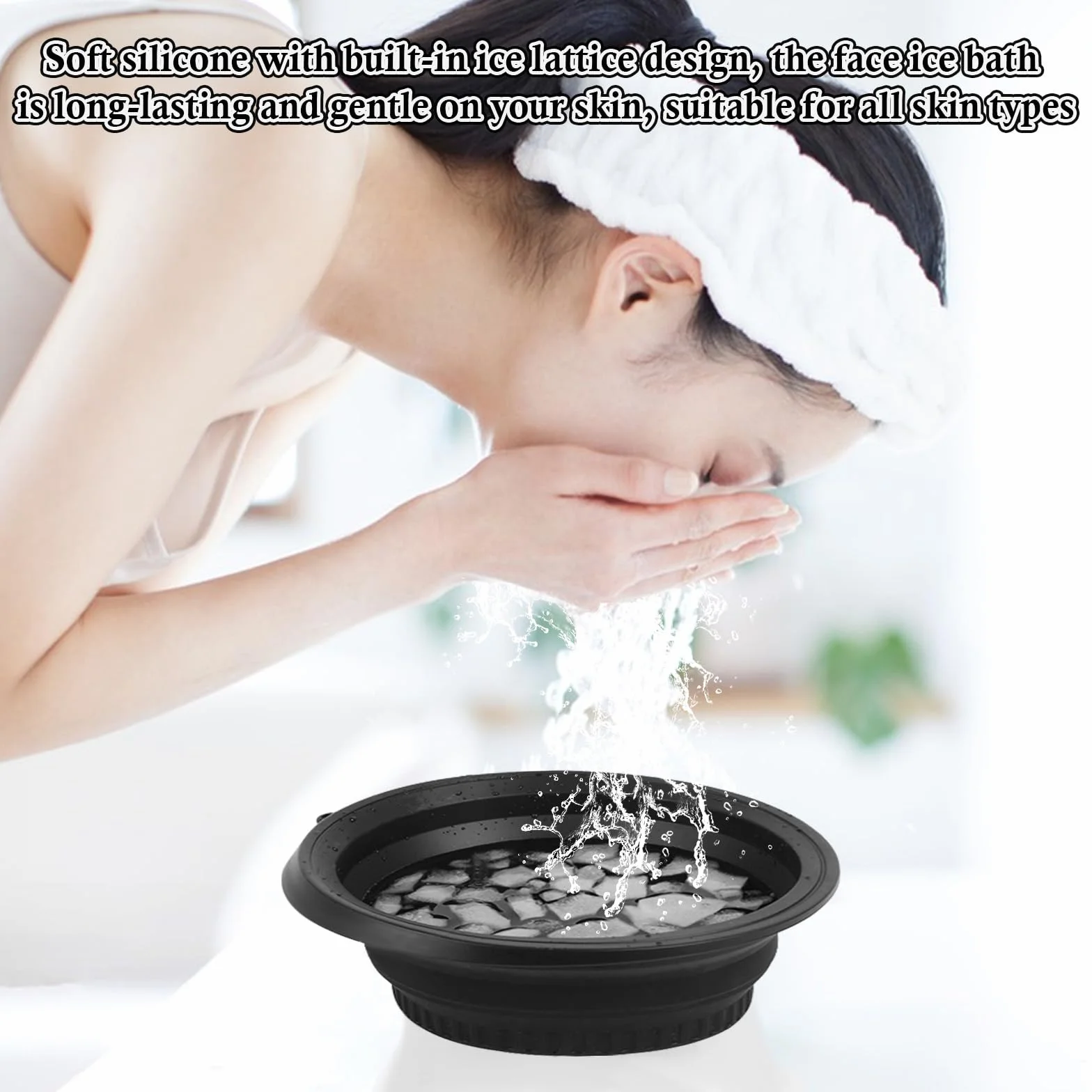 Bol de bain à glace pliable en silicone pour le visage Refroidissement rapide