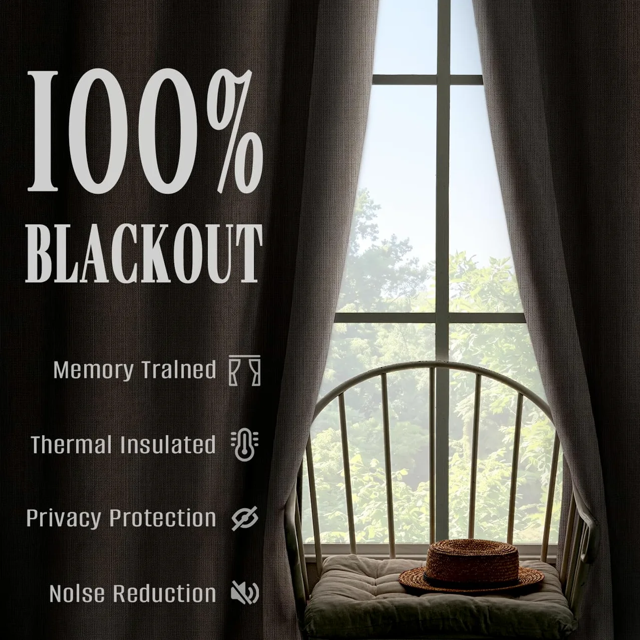 Rideaux Occultants 100% Aspect Lin avec Œillets, 140 x 210 cm, Lin Naturel | Tissu Triple Tissage Aspect Lin, Isolation Thermique, Isolation Phonique et Protection UV pour un confort optimal.