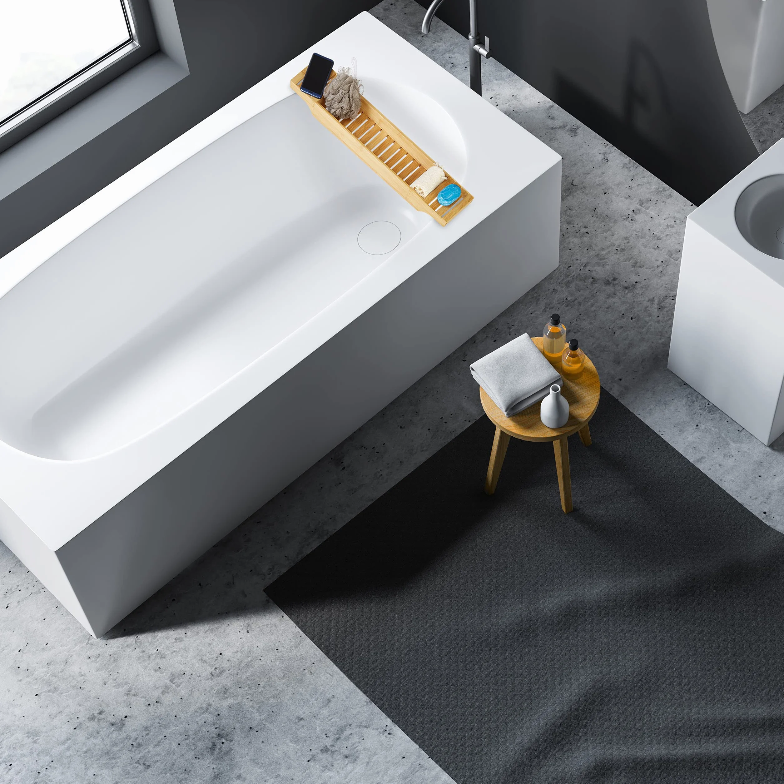 Relaxdays Pont de baignoire en bambou 4,5 x 68,5 x 14,5 cm plateau de bain nature