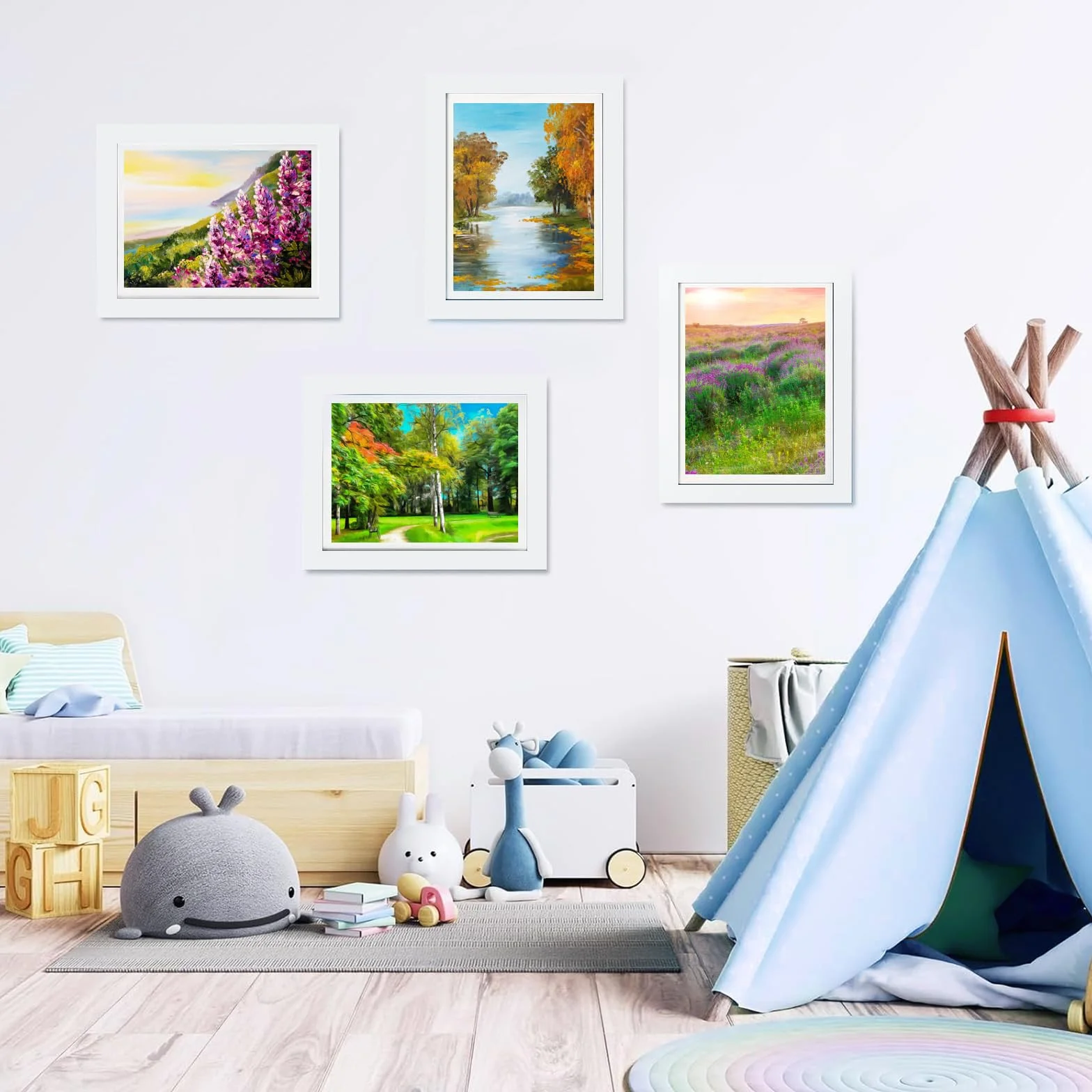 Cadre photo en bois pour enfants Format A3 32x49 cm Ouverture avant Blanc