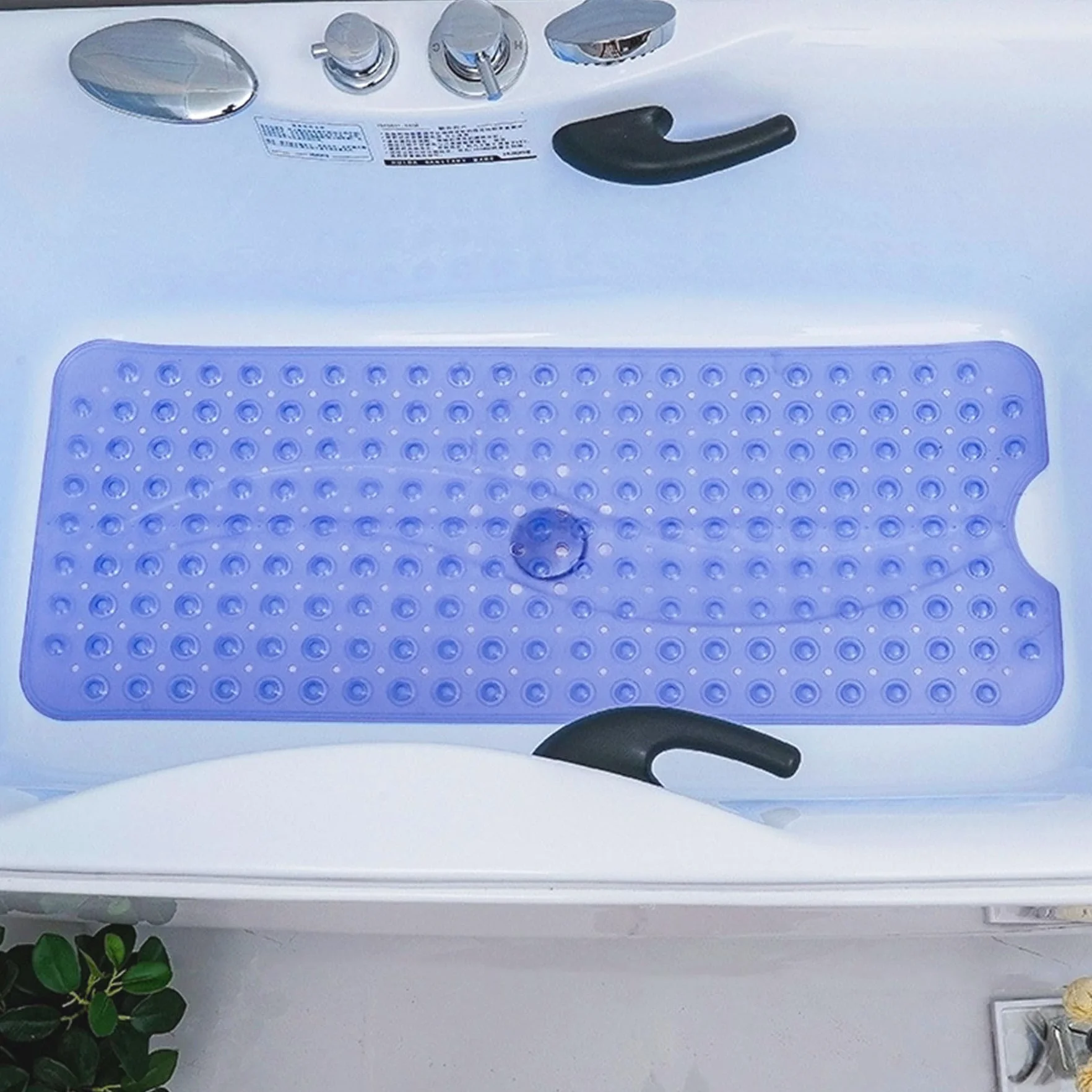 Tapis de Bain Antiglissant 100 x 40cm, PVC Caoutchouc Naturel Ventosa, Estera de Douche Lavable Antibactérien (Bleu Profond)