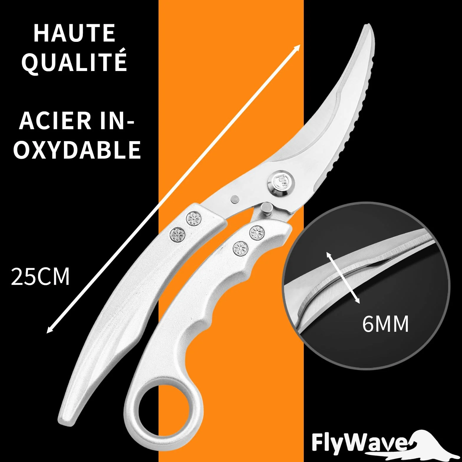FlyWave Ciseaux de Cuisine Professionnels Inox Multifonctions