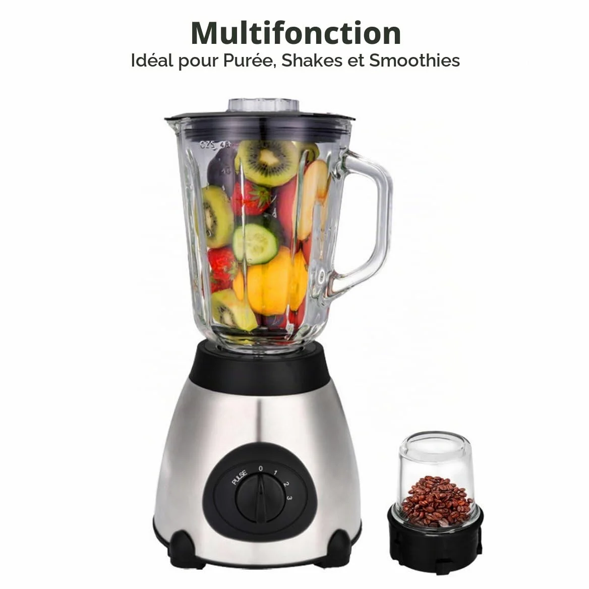 Royal Swiss® Blender 1030W – Mixeur Smoothie, Shake et Glace Pilée – Inox Durable – Bol 1,5 L – Mixeur Familial Haute Puissance pour Cuisine Maison
