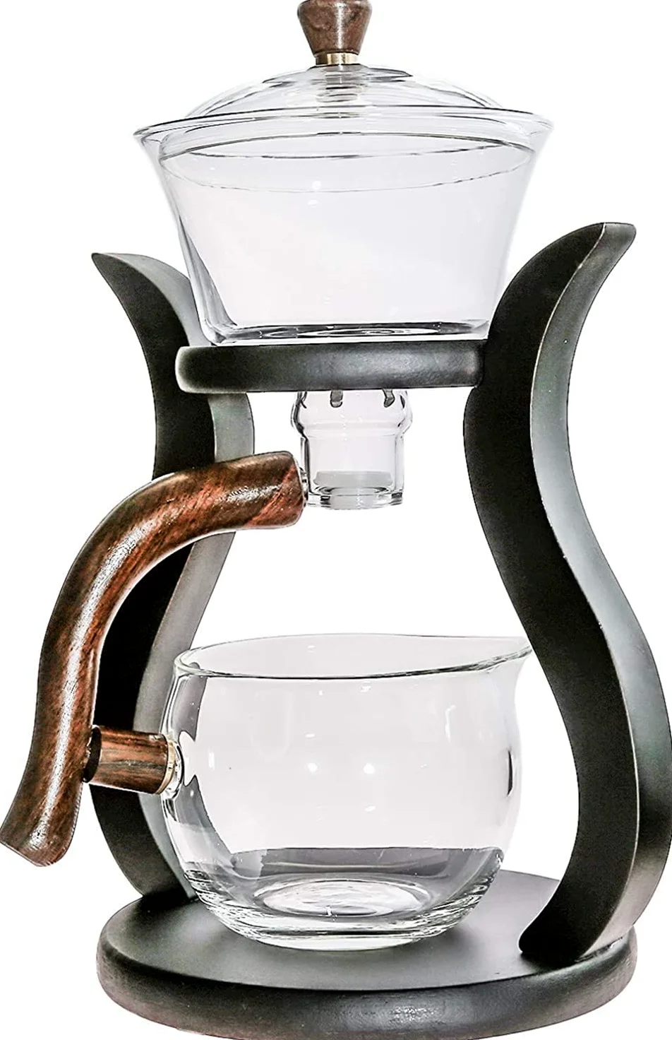 RORA Théière en verre semi-automatique avec couvercle rotatif pour débit d'eau magnétique (théière sans tasses)