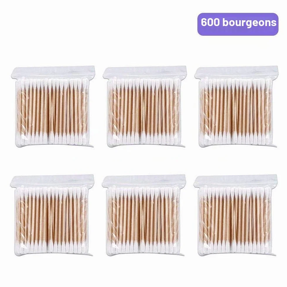 Bourgeons de Coton en Bambou 600 Pièces 6 Paquets Nettoyage Oreilles Biodégradables Double Tête