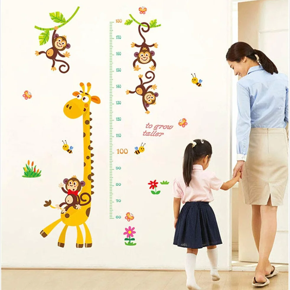 Autocollant Toise Murale Dessin Animé Croissance Hauteur Enfant