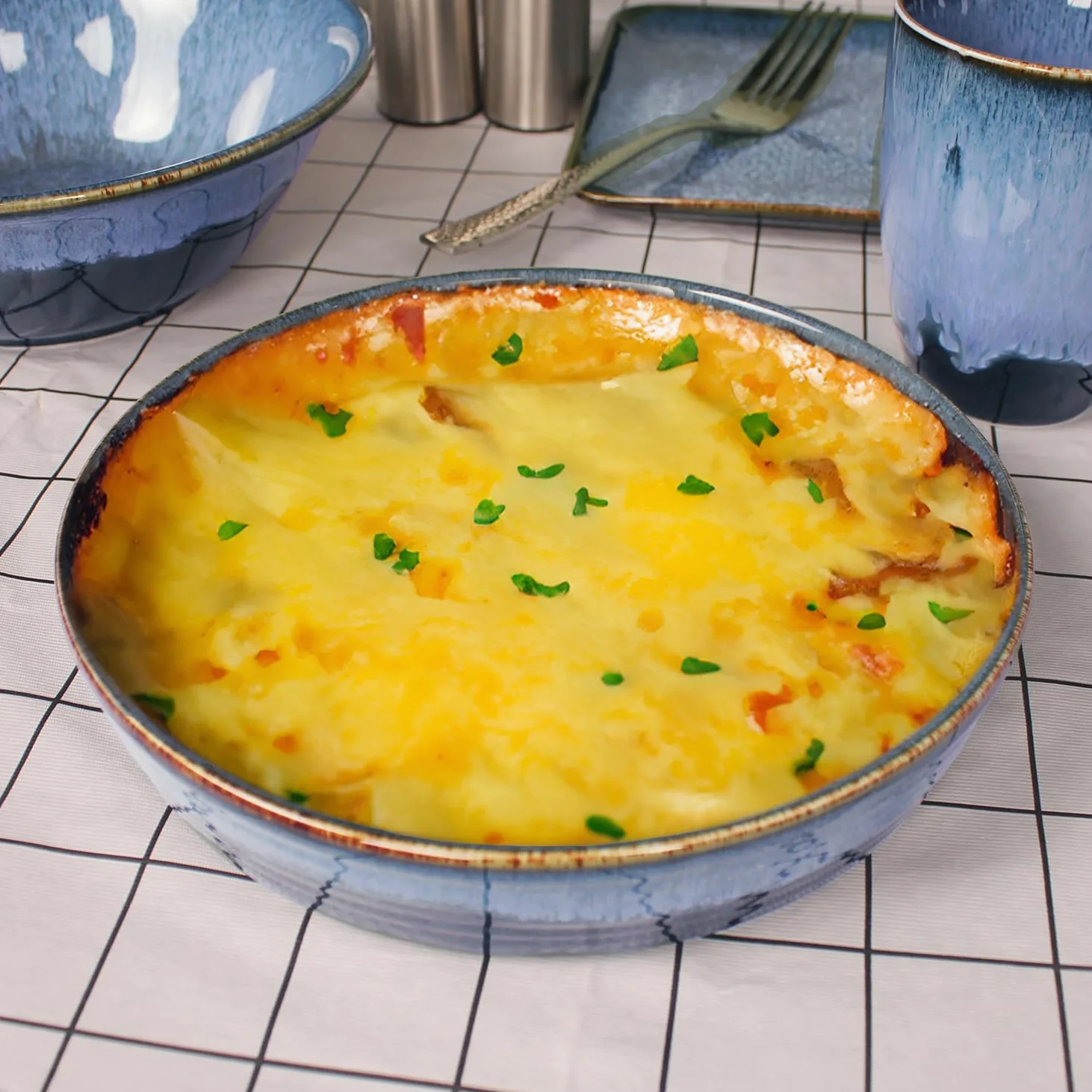 Lot de plats à gratin en porcelaine - Passe au micro-ondes et au four - Pour lasagnes et cordonniers - 481,9 g (20 cm)