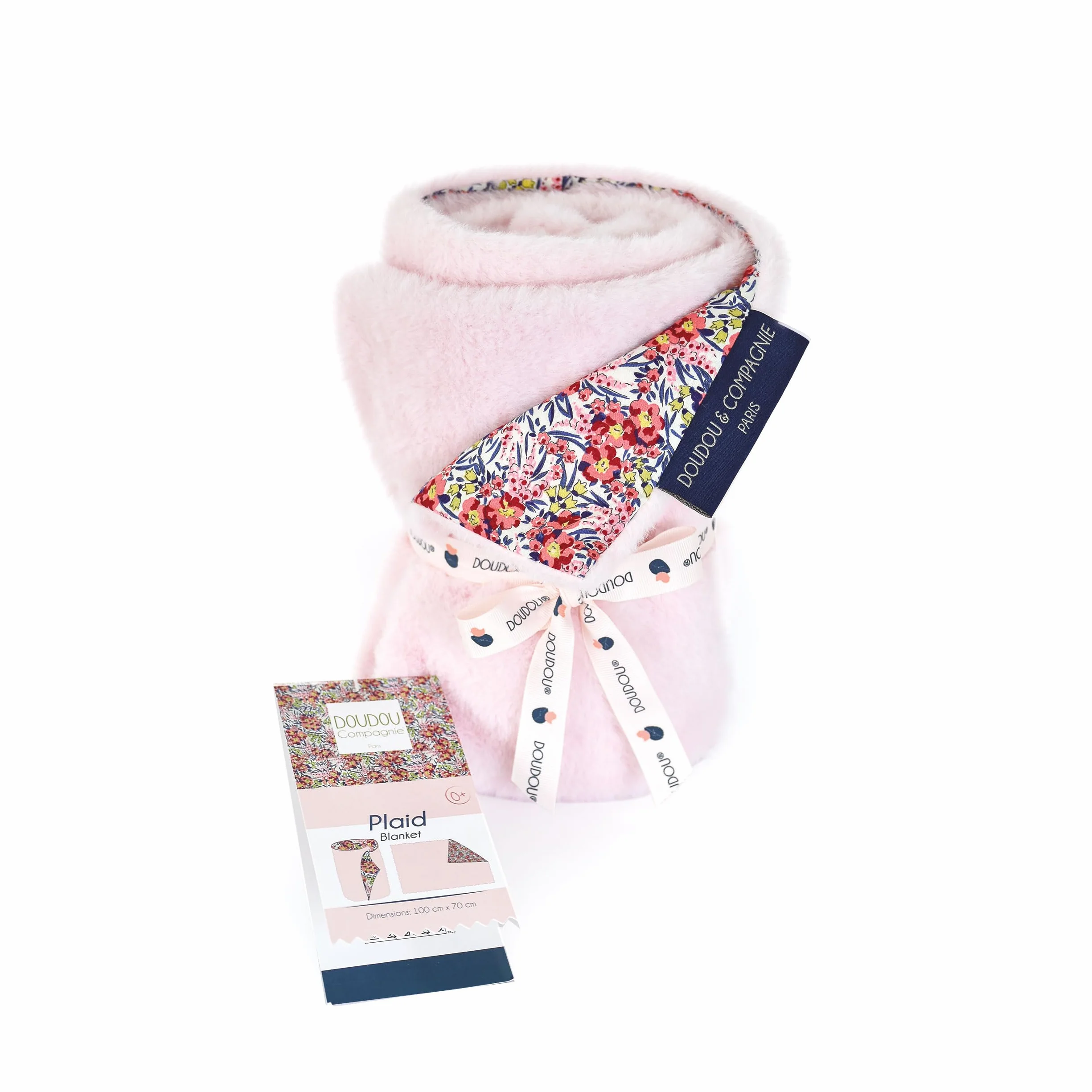 DOUDOU ET COMPAGNIE Plaid Douceur Rose Fleuri 70 x 100 cm 100% Coton Peluche Bébé