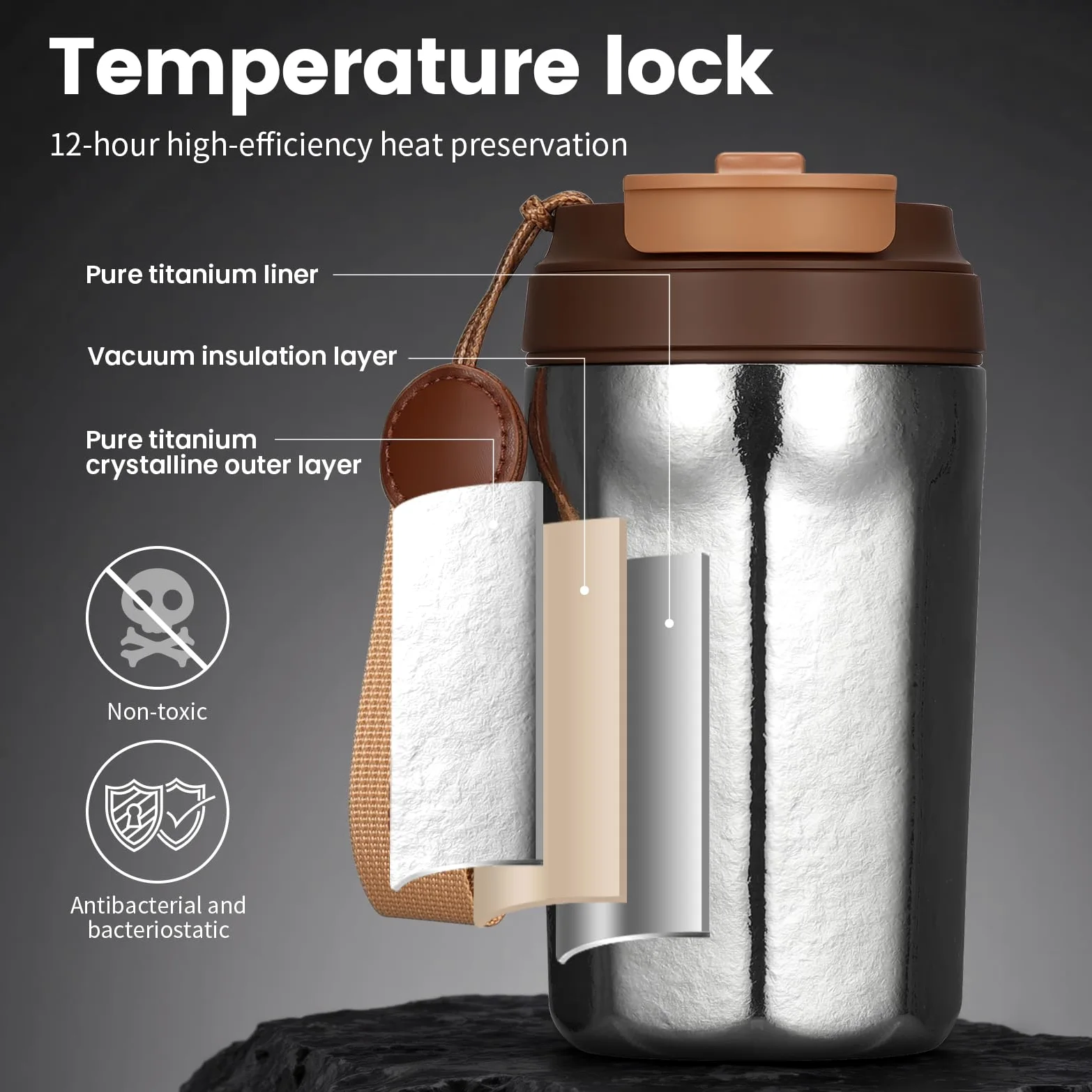 Tasse de voyage en titane de 414 ml