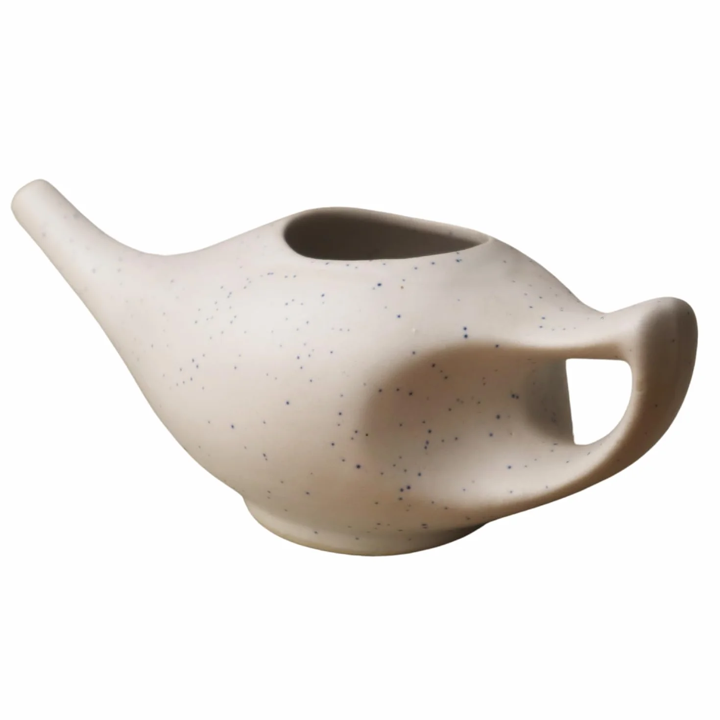 Neti Pot En Céramique Pour Nettoyage Nasal Craquelé Ivoire Avec 10 Sachets De Sel De Neti