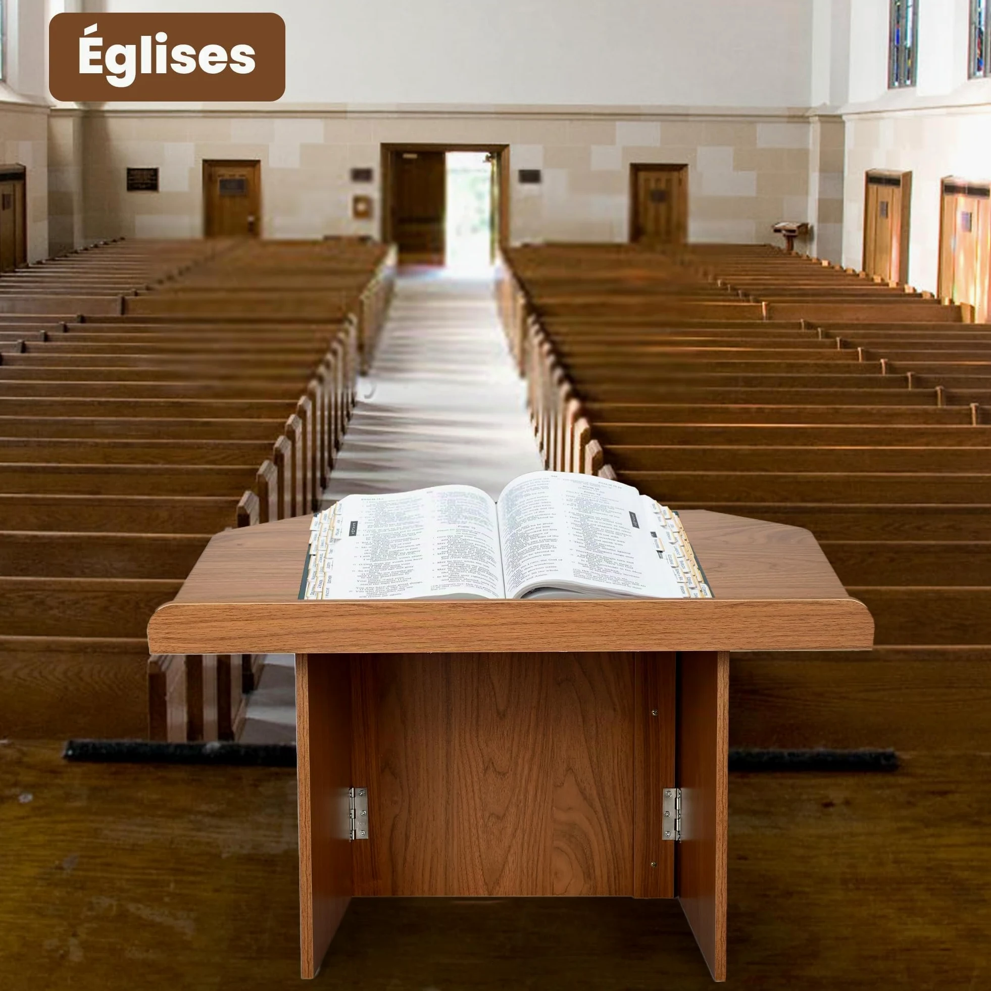 uyoyous Podium pour Église Pupitre Pliable avec Support pour Livres | Portable en Bois et Acier Support pour Présentations en Classe Dimensions: 68L x 38l x 48,4H cm