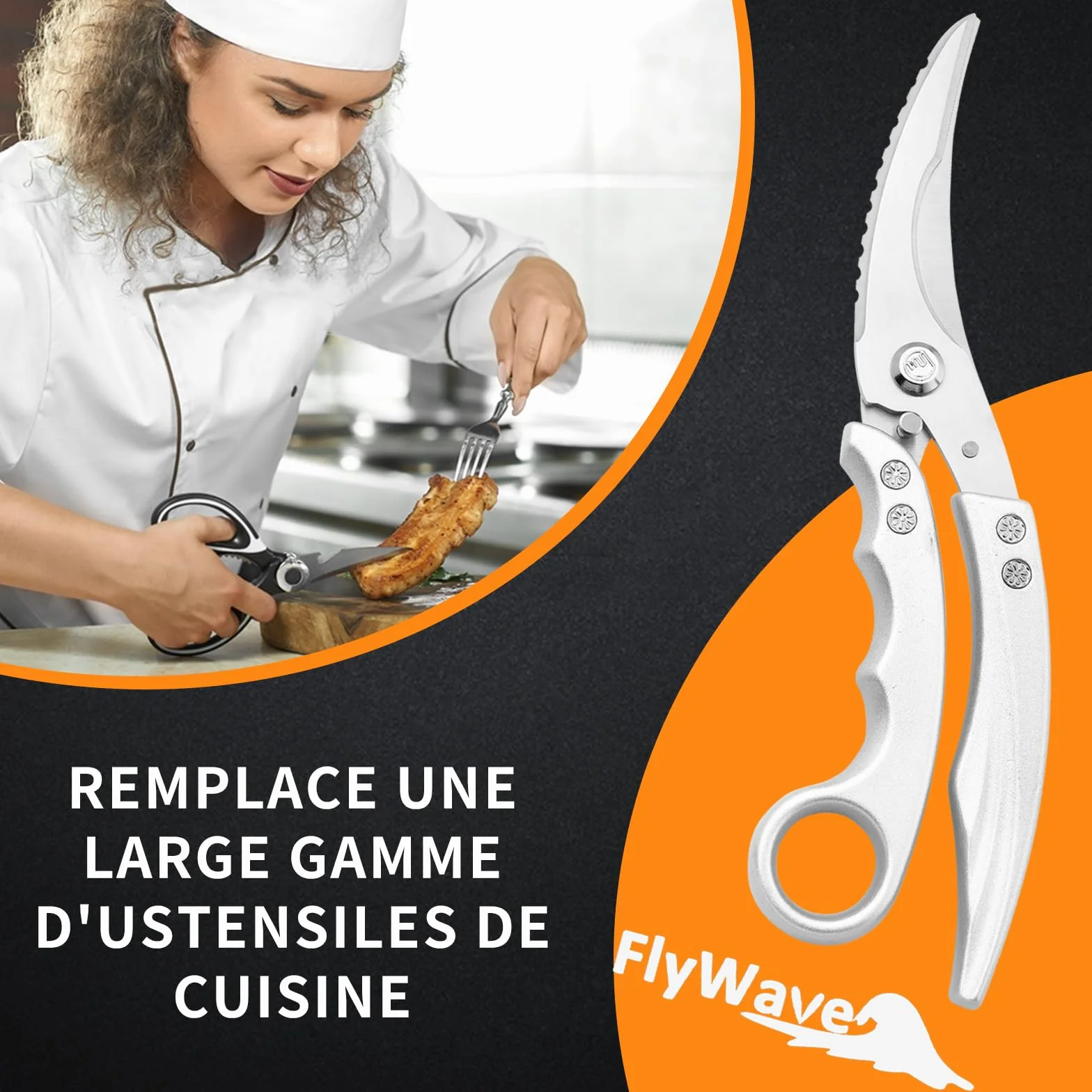 FlyWave Ciseaux de Cuisine Professionnels Inox Multifonctions