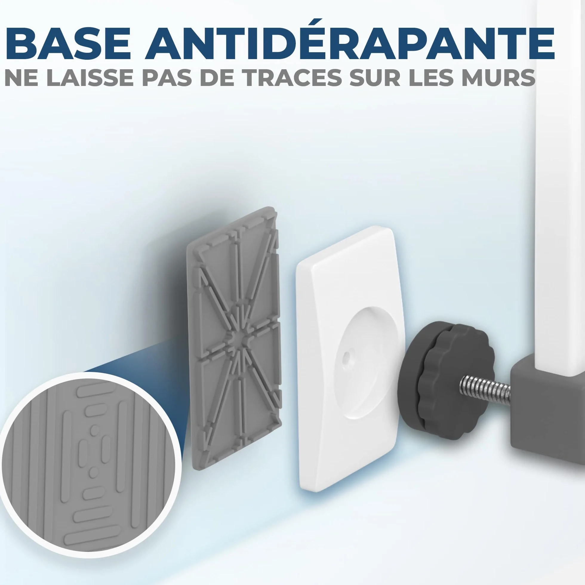 Hoffenbach 4X Patins de Protection Murale Grille Barrière Sécurité Escalier Porte sans Perçage Fixation Pression Bébé Enfants
