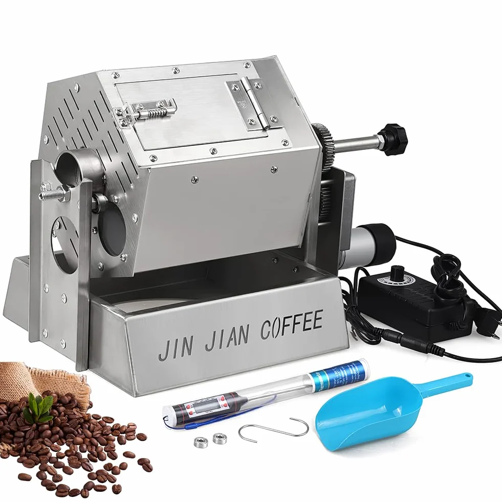 QUTBAG Torréfacteur Professionnel Grains Café 3,4 L Tambour Électrique avec Thermomètre