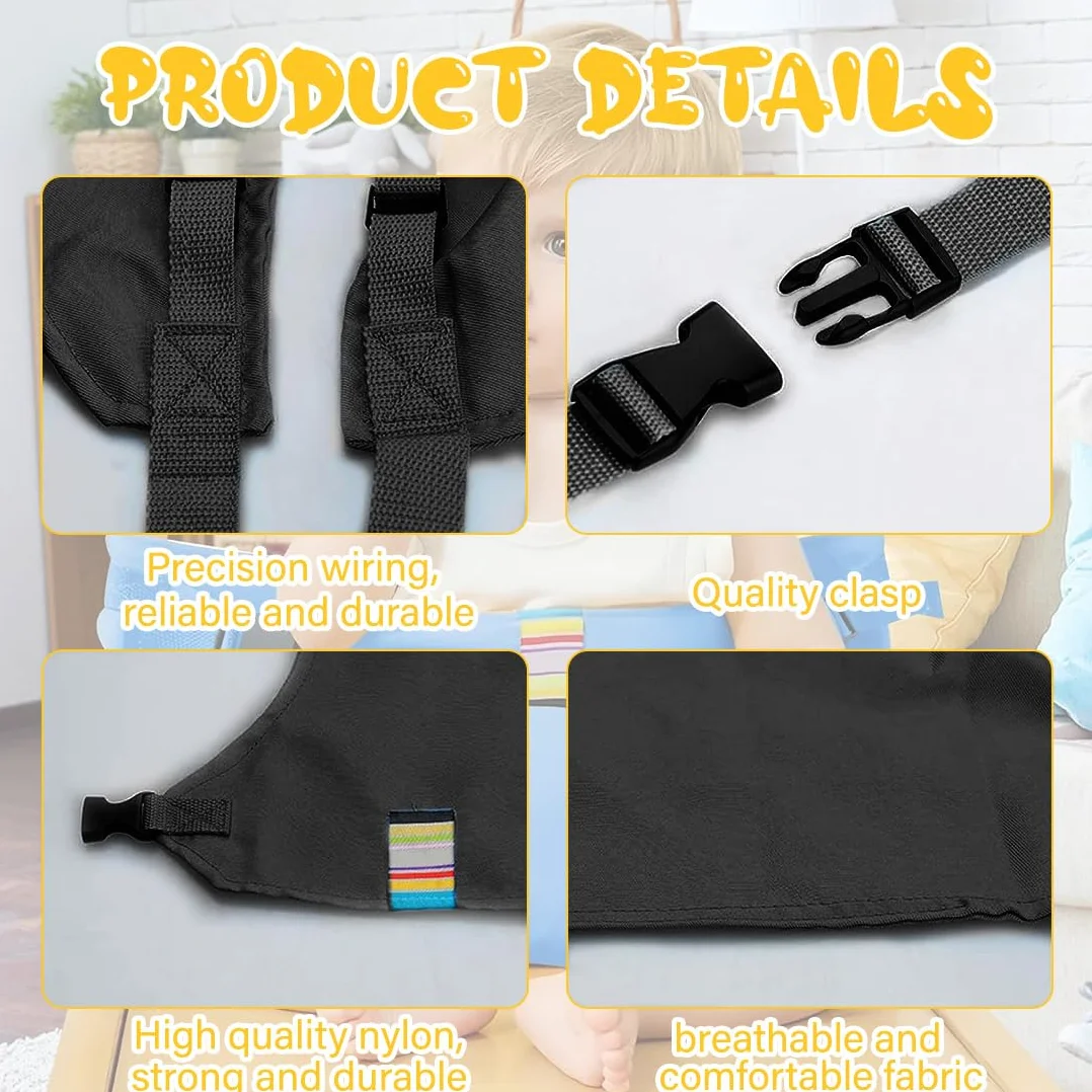 Harnais de Voyage pour Chaise Haute Portable pour Bébés, Sangle Réglable de Sécurité, Respirant (Noir)