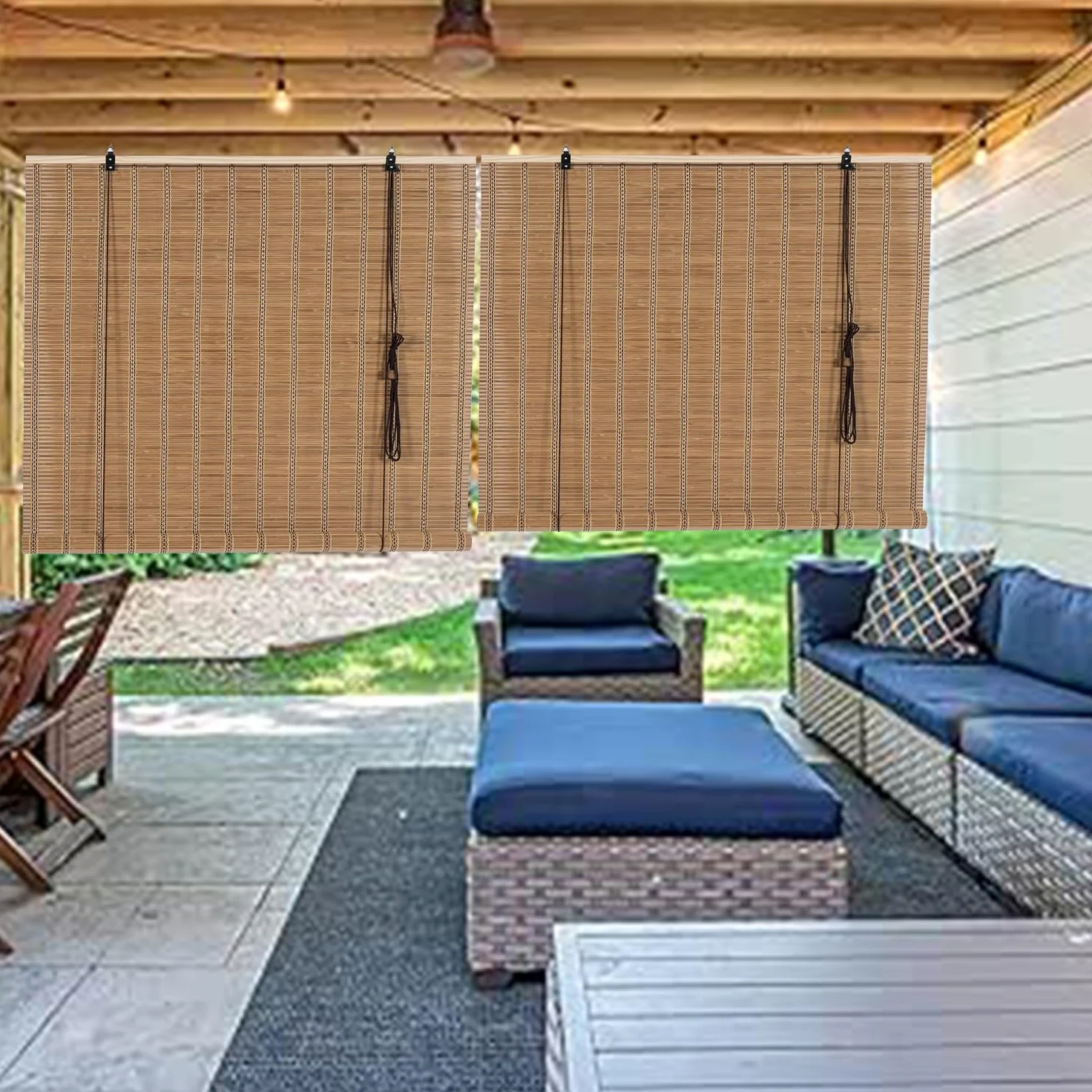 Rideau en Bambou,Store Enrouleur Bambou Naturel,Store Venitien Bois,Store Fenetre Occultant pour Intérieur/Extérieur,Pare-soleil D'intimité pour Jardin,Balcon,Largeur x Hauteur (120cm x 200cm)