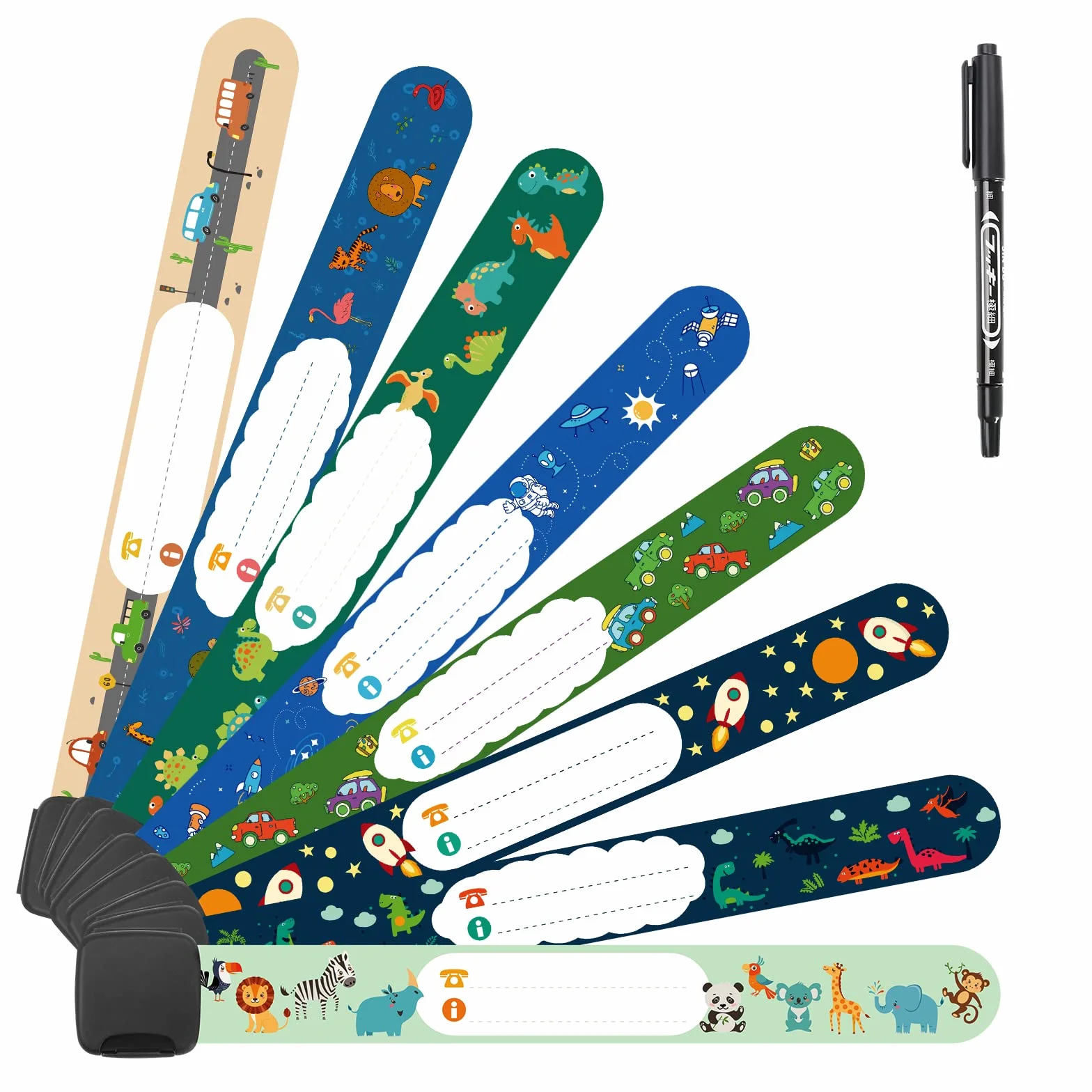 Bracelet Identification de Securite Enfant Anti Perdu Reutilisable Etanche 8 Pack