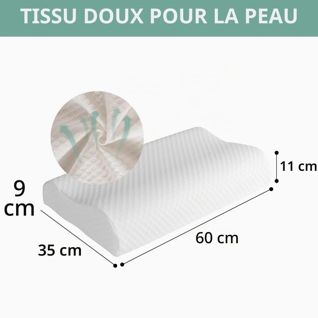 Good Nite Oreiller orthopédique en Mousse à mémoire de Forme pour Le Cou - Sommeil Cervical Doux et Profond - pour Les Personnes Dormant sur Le côté et Le Dos - Housse Lavable - 65 x 35 cm - Taille