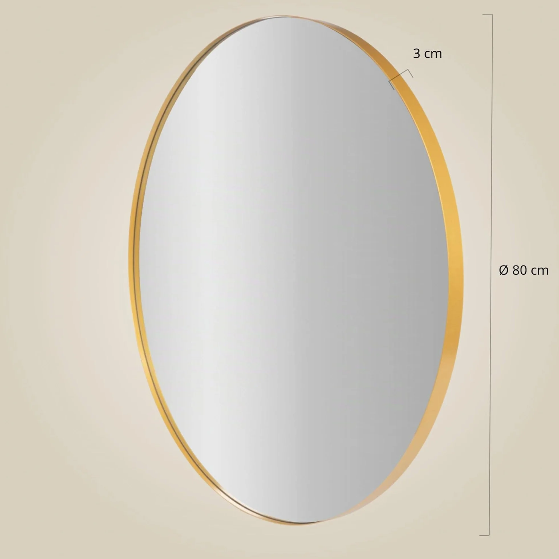 Miroir rond Noor Ø 80 cm doré cadre en métal