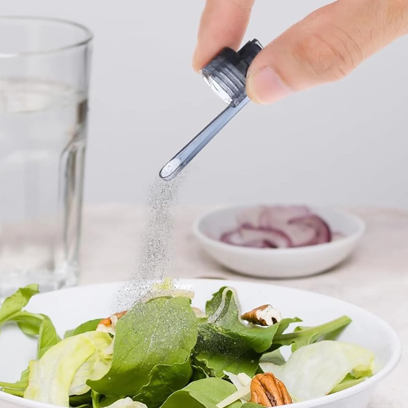 Pot à Épices Verre 4 Pièces avec Entonnoir, Brun et Blanc, pour Camping et Voyages