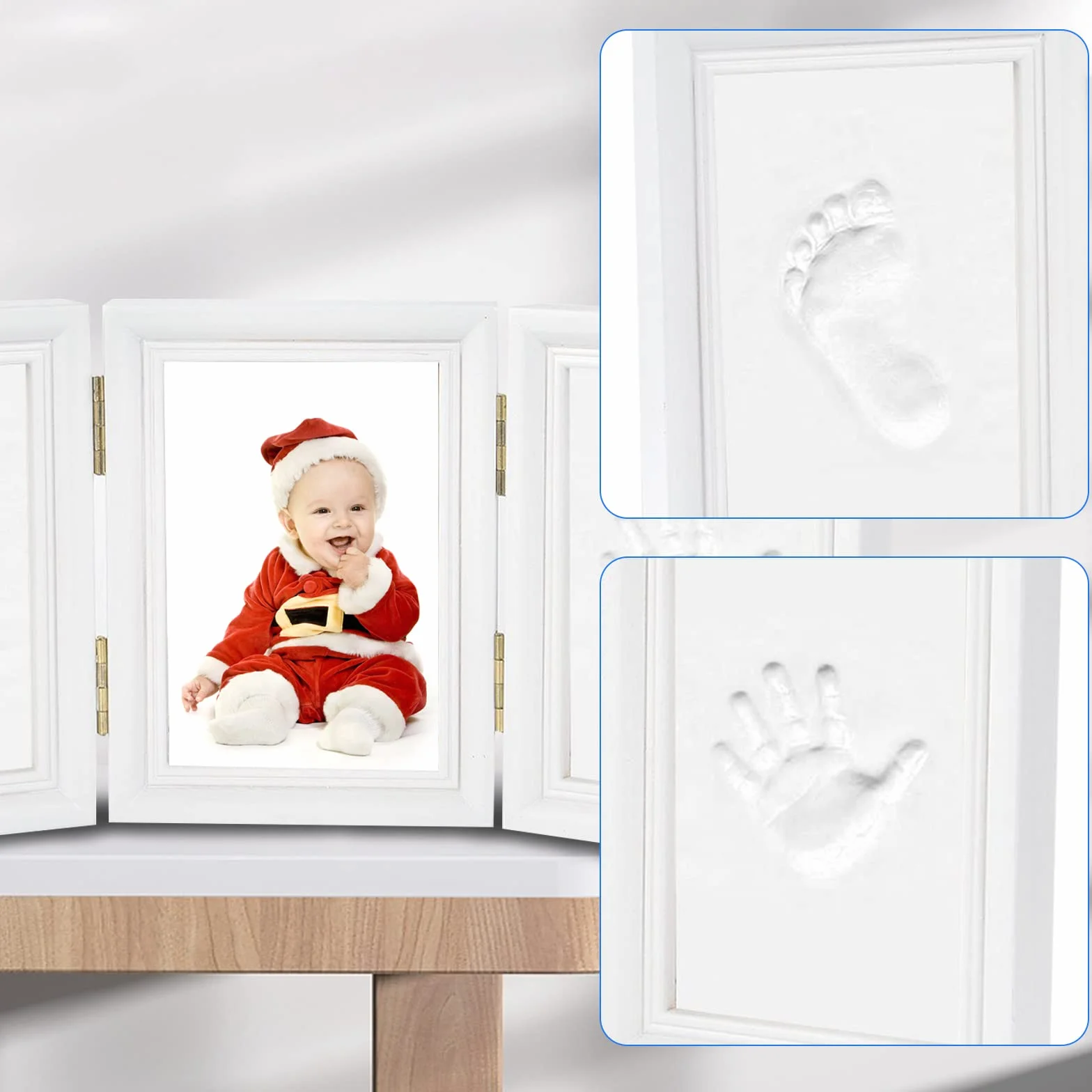 Cadre Empreintes Bébé Set Cadeau Naissance Baptême Baby Party 35x15.5cm