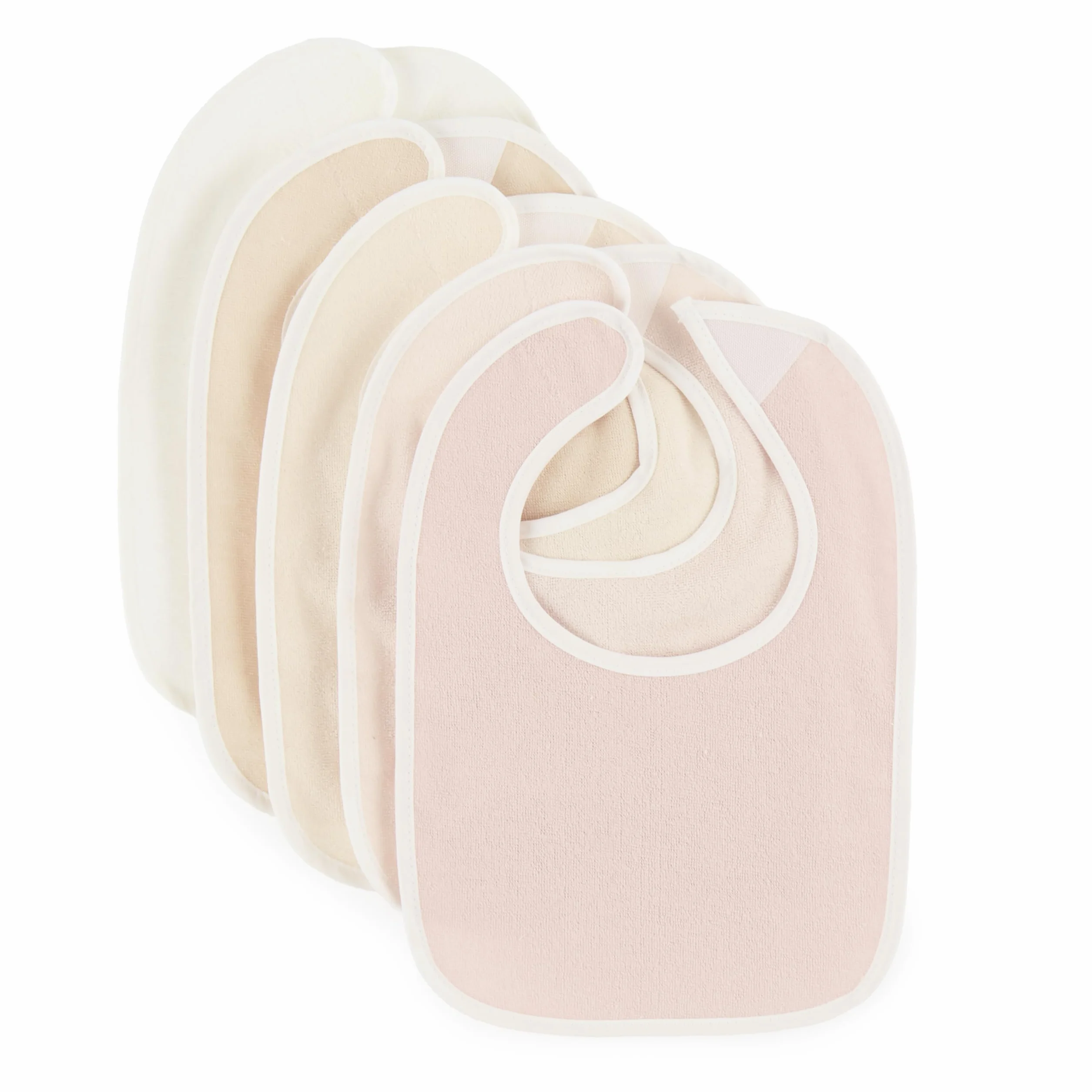 Bieco Ella Lot de 5 bavoirs imperméables en tissu éponge avec fermeture Velcro Rose