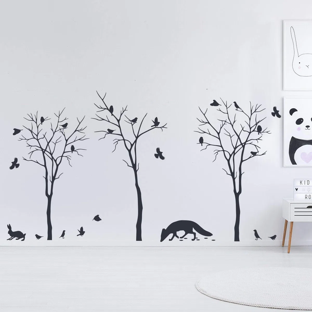 Nature art vinyl mignon animal ensemble Stickers arbre forêt botanique cool floral Die Cut Decal oiseau faune sauvage décoratif renard autocollant