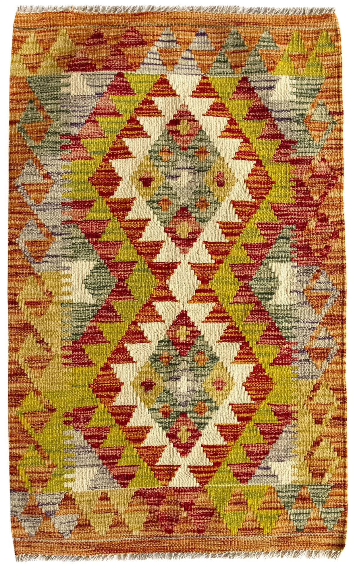 HAMID Tapis Kilim Herat, 100% Laine Tissée à la Main, Tapis Ethnique pour Salon, Chambre, Salle à Manger (96x61cm)