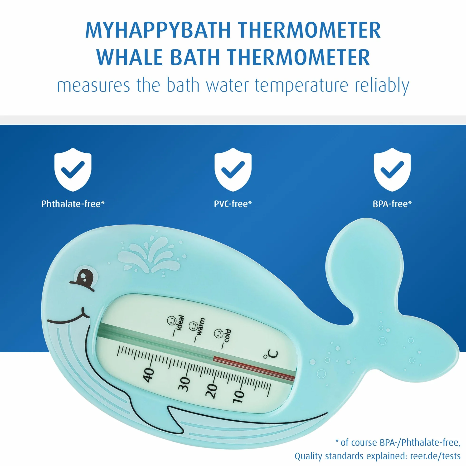 reer MyHappyBath Thermomètre de bain bébé forme baleine - Sans mercure