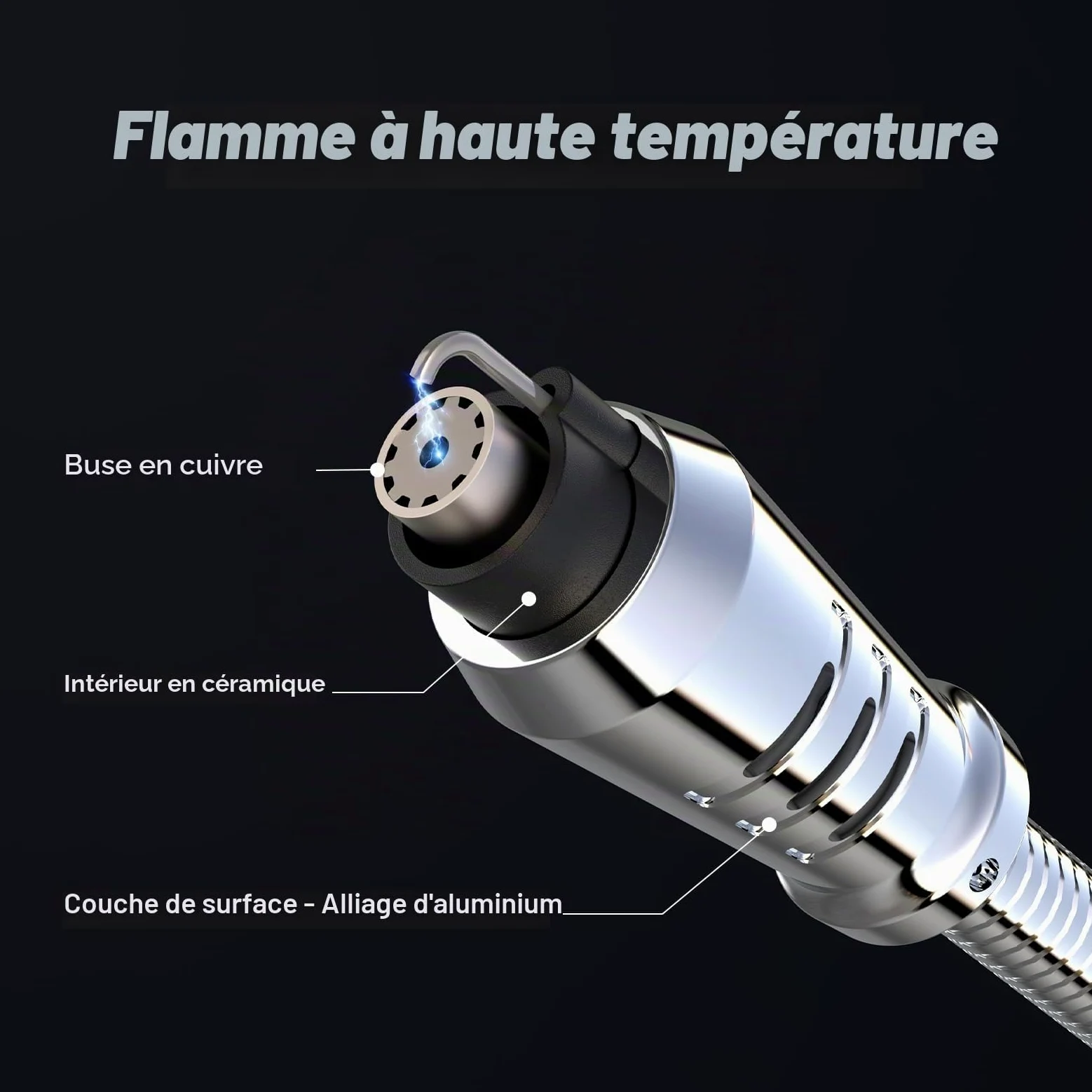 2Pcs Briquet Allume-Feu Rechargeable, Gaz/Allumette Long Allume-Bougies Tempête Flamme Chalumeau BBQ, Cheminée, Bois, Camping (Gaz Non Inclus) Noir et Orange