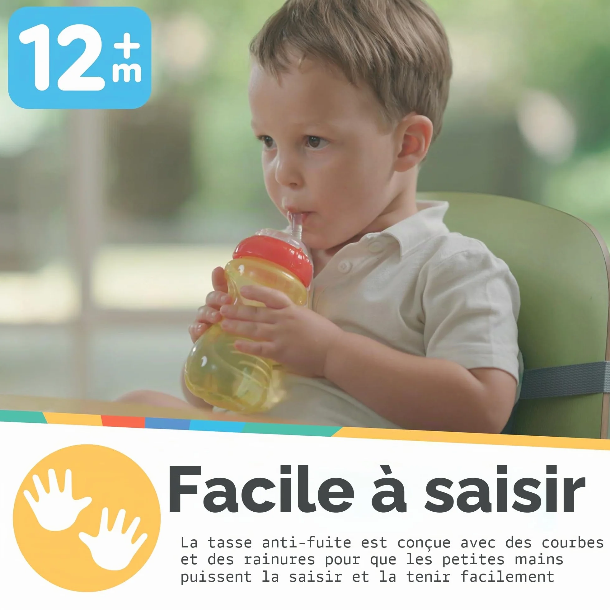 Nuby Tasse anti-fuite avec Paille Flexible 300ml 3 pack 12+ Mois