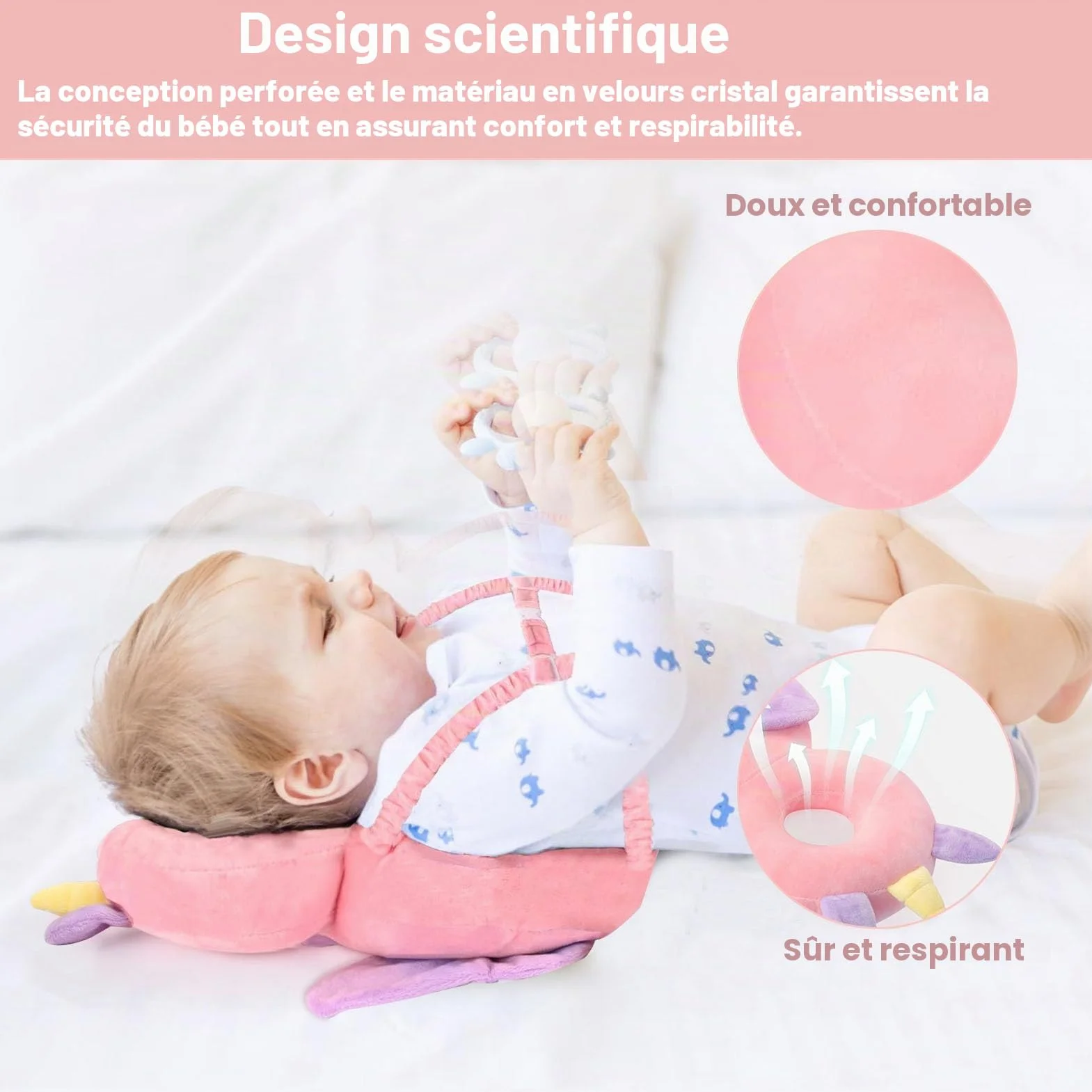 Protege Tete Bebe Chute Coussin Anti Chute Bebe Sac a Dos Protection Tete Bebe Coussins de Securite Reglables Anti Choc Baby Head Protector pour Enfants Marche Tout-Petits 4-24 Mois