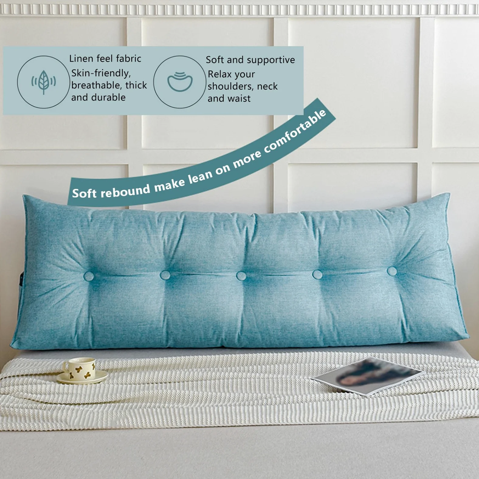 F,80x50x15cm, Coussin De Lecture pour Lit Ou Canapé Triangulaire Coussin Dossier Canapé Coussin Tete De Lit Oreiller Cale Idéal pour Soutenir Les Lombaires Tapis De Lecture