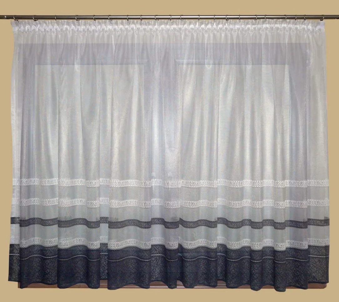FKL DESIGN Home Deco Magnifique Rideau prêt à l'emploi pour fenêtre - Panneau à Volants Blanc - Ruban fumé - Store Jacquard - Hauteur 160 cm - AG41 (160 x 400 cm)