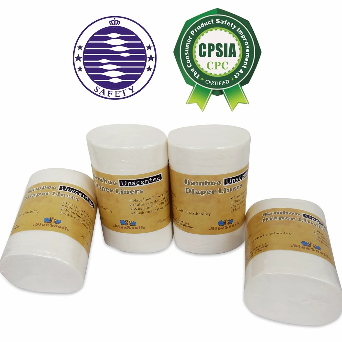 Lot de 400 doublures à couches en bambou sans parfum BlueSnail