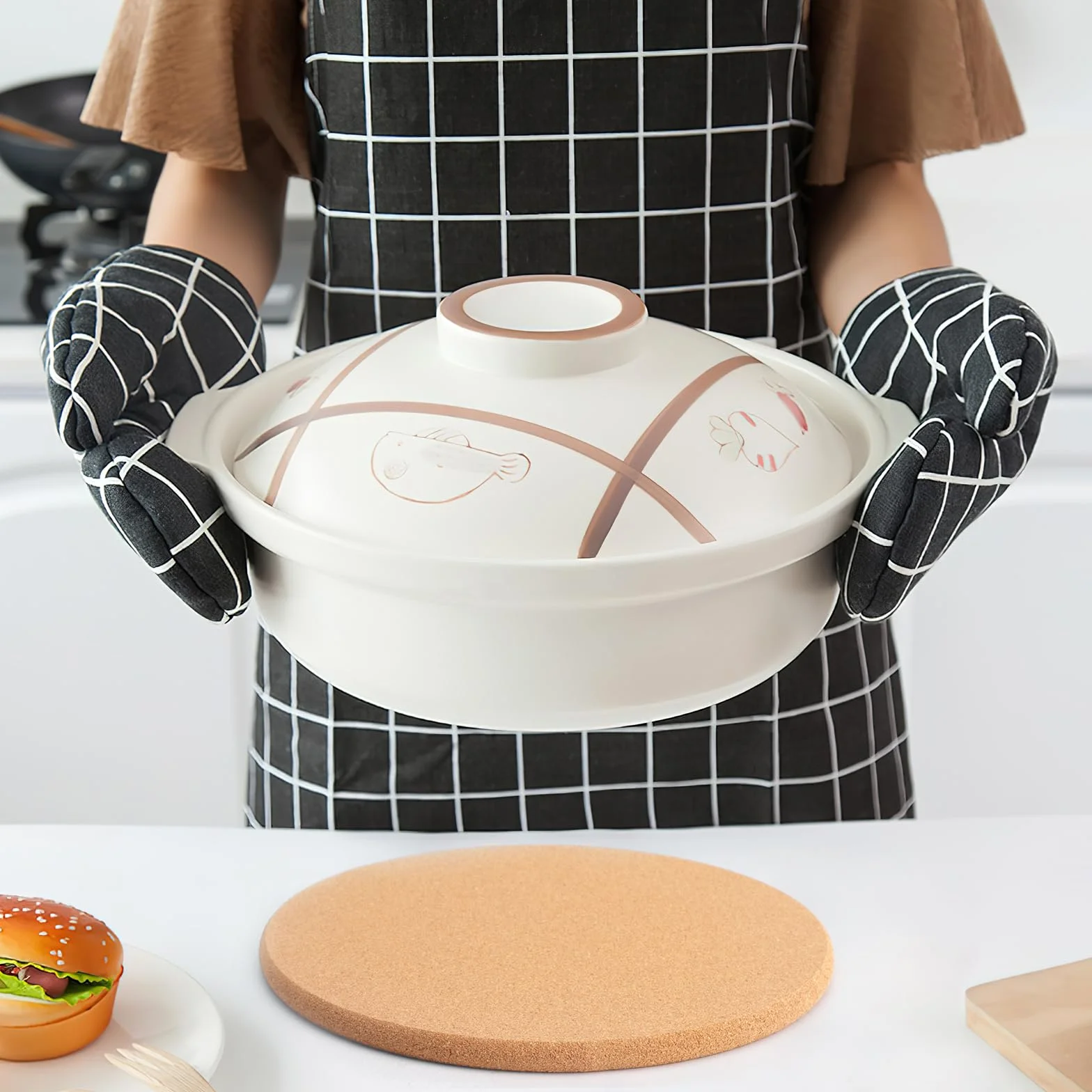 APOMOONS 4 Dessous de Plat en Liège 19 cm Ronds pour Casseroles et Poêles