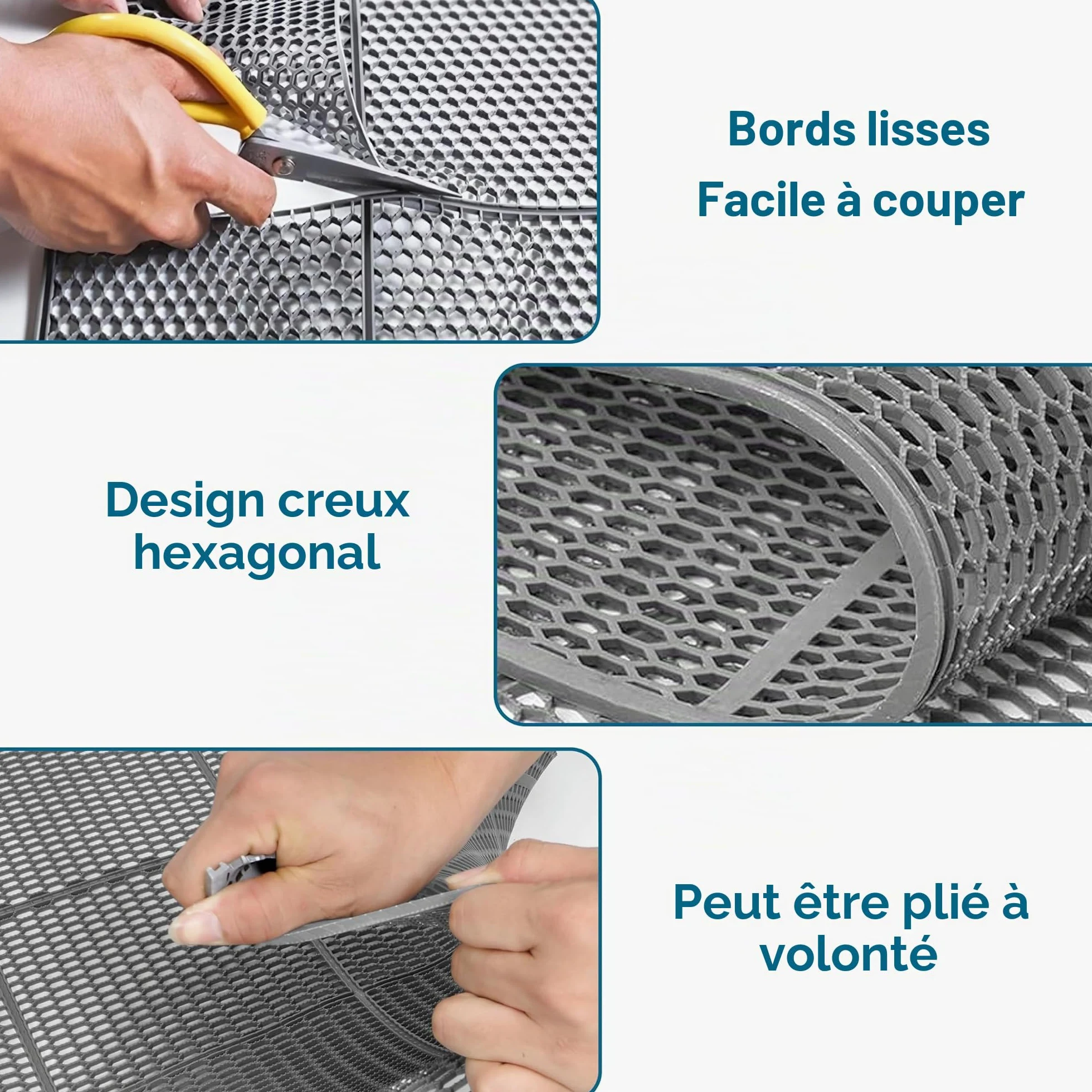MYOYAY Tapis de sol antidérapant de 4 mm d'épaisseur, antidérapant, commercial, 90 x 300 cm, en PVC gris, rectangulaire, pour cuisine, piscine, douche, sauna, extérieur