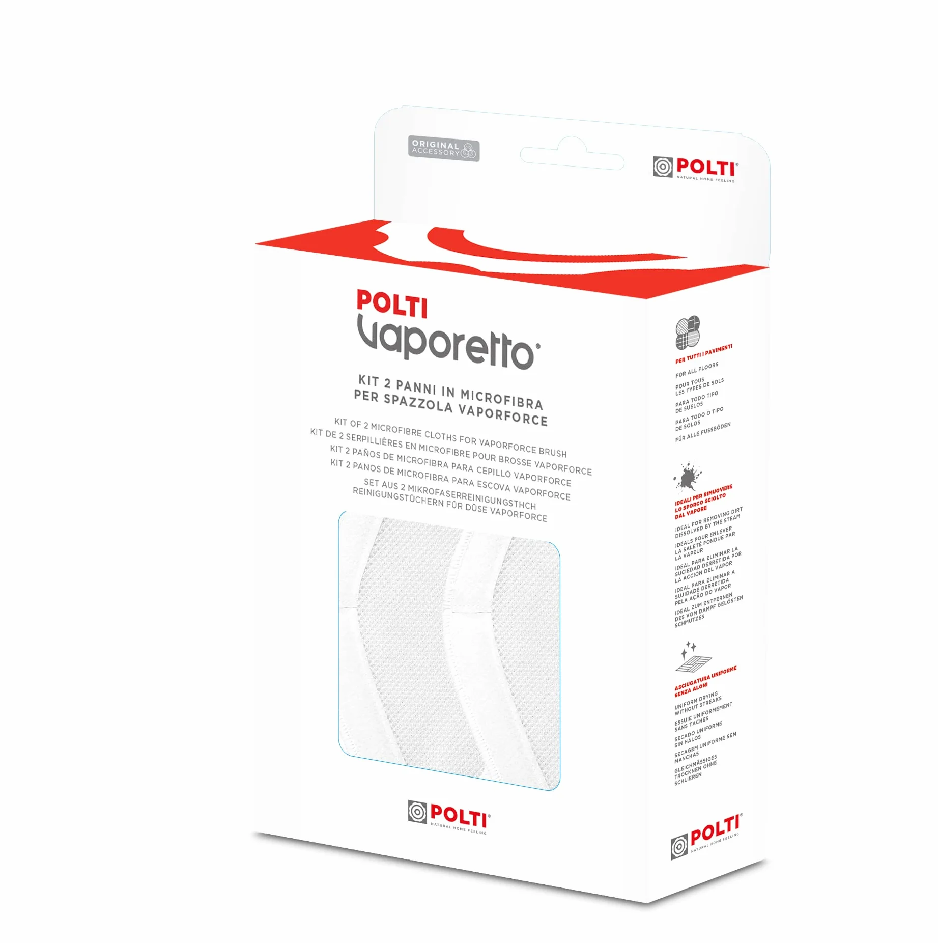 Polti Vaporetto PAEU0332 Kit 2 Serpillières Microfibres Brosse Vaporforce